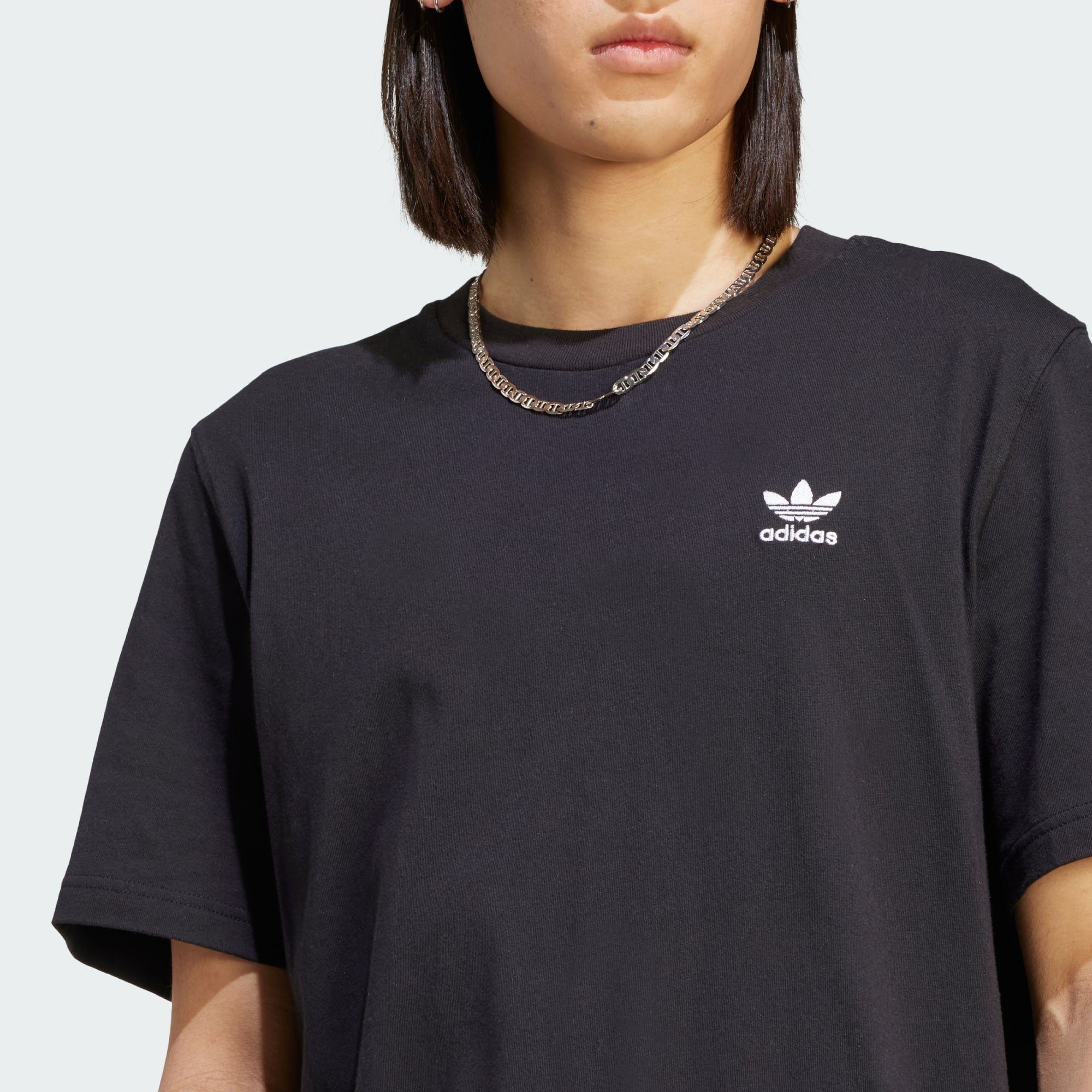 Black adidas ESSENTIALS White T-SHIRT T-Shirt / Originals TREFOIL