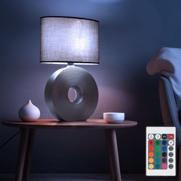 Globo LED Tischleuchte, Leuchtmittel inklusive, Warmweiß, Farbwechsel, Tischleuchte Keramik Nachttischleuchte RGB LED anthrazit Fernbedienung