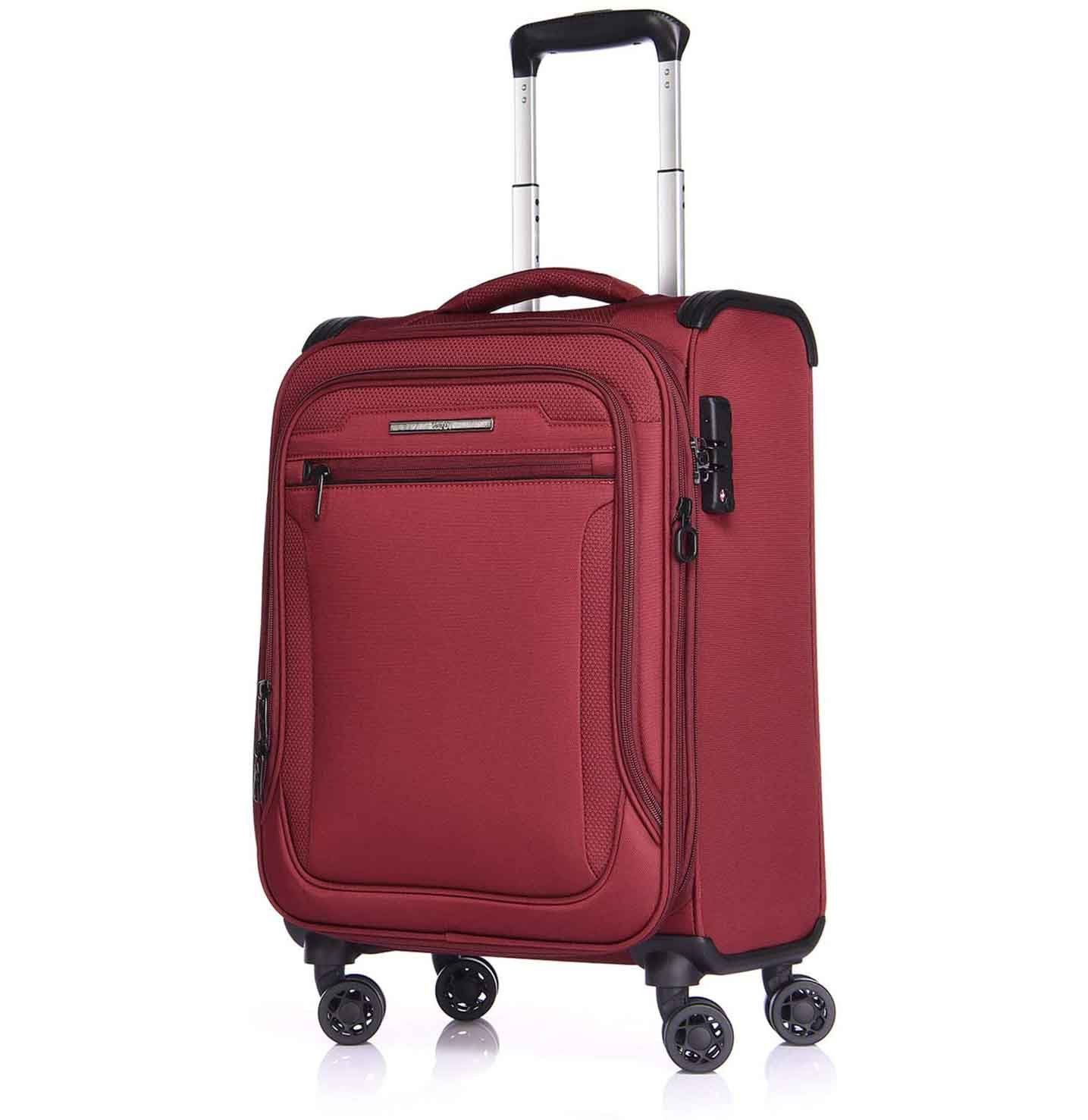Reisekoffer, Weichgepäck-Trolley erweiterbar, 4 Weichschale, Toledo Verage Handgepäck-Koffer Rot Rollen, TSA-Schloss,