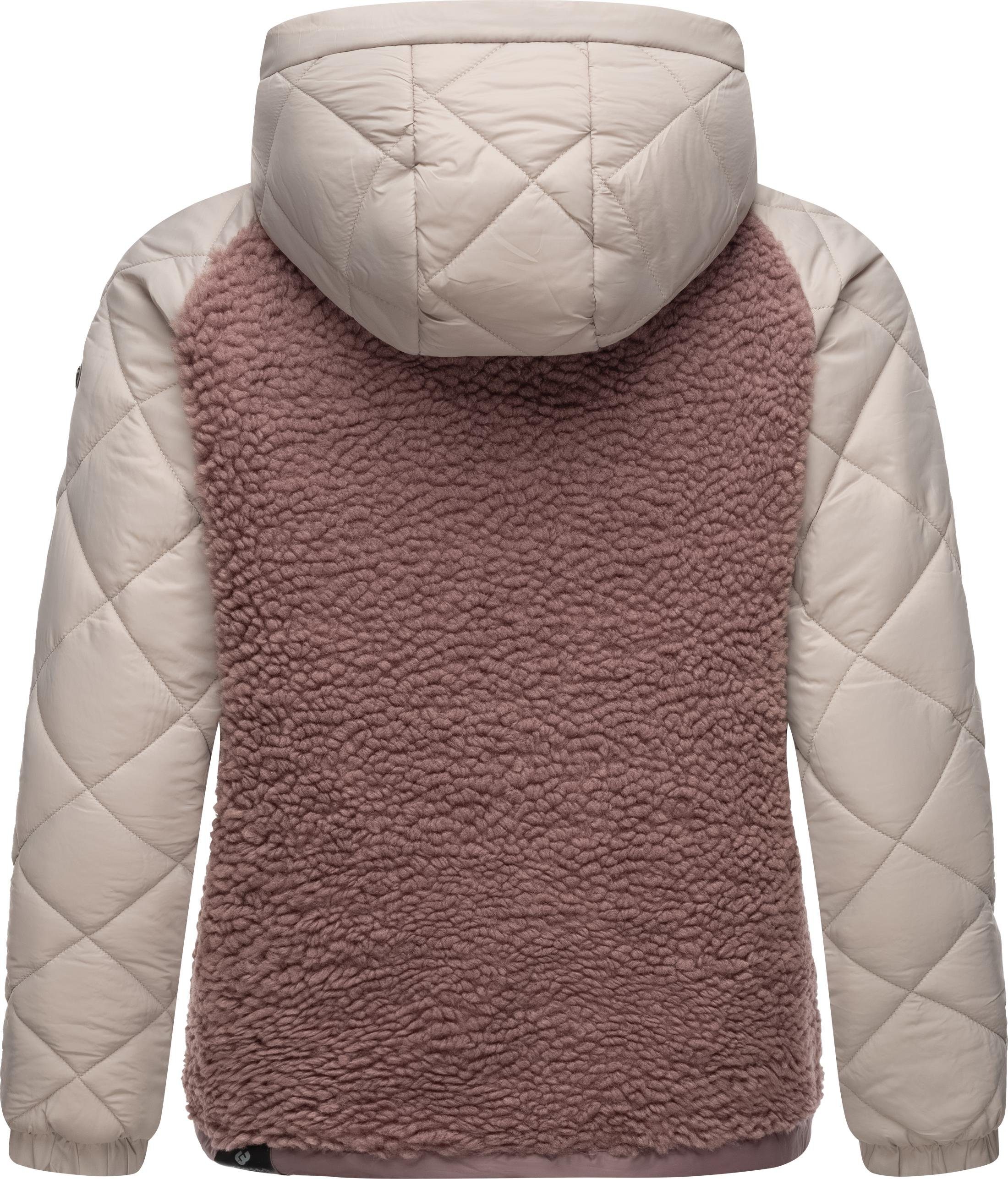 Ragwear Outdoorjacke Leeloo Damen Übergangsjacke aus Teddyfleece mit gesteppten Ärmeln