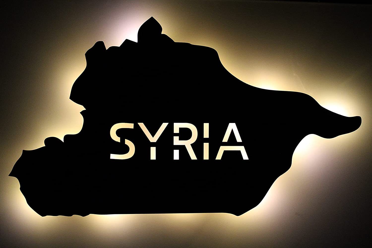 LEON FOLIEN LED Dekolicht Led mit Text Syria سوريا - Syrien - Lasergravur in Buche # 11 | Leuchtfiguren