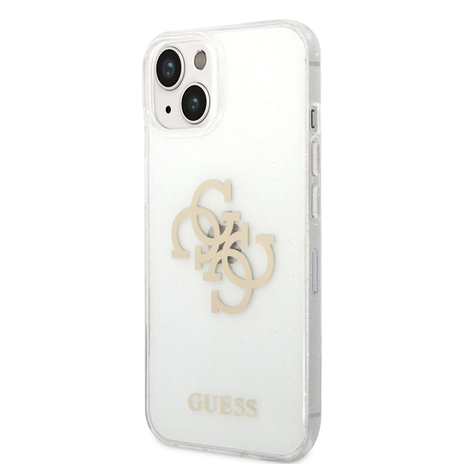 Guess Handyhülle Guess TPU Big 4G Full Glitter Case für iPhone 14 Plus Transparent Schu
