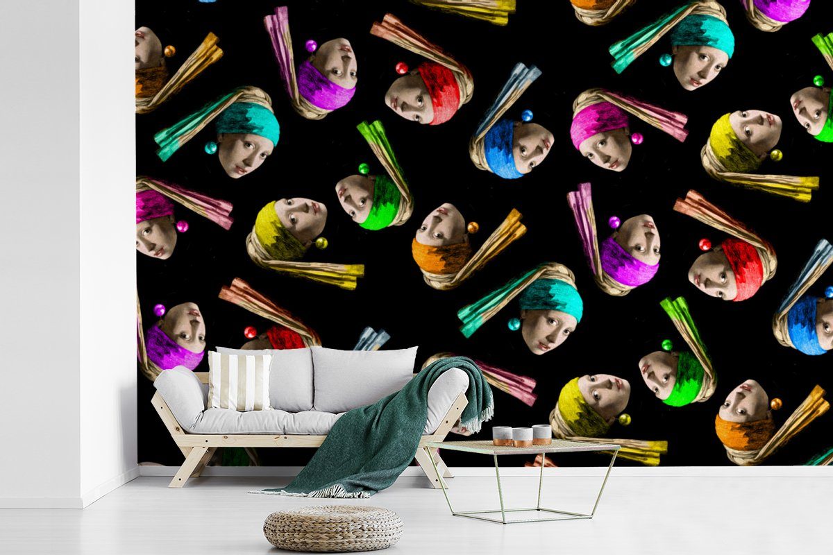 Fototapete MuchoWow Kinderzimmer, Regenbogen, (6 Earring Wohnzimmer, Pearl bedruckt, Girl Tapete Wallpaper with Matt, - für - Schlafzimmer, a Muster St), Vinyl