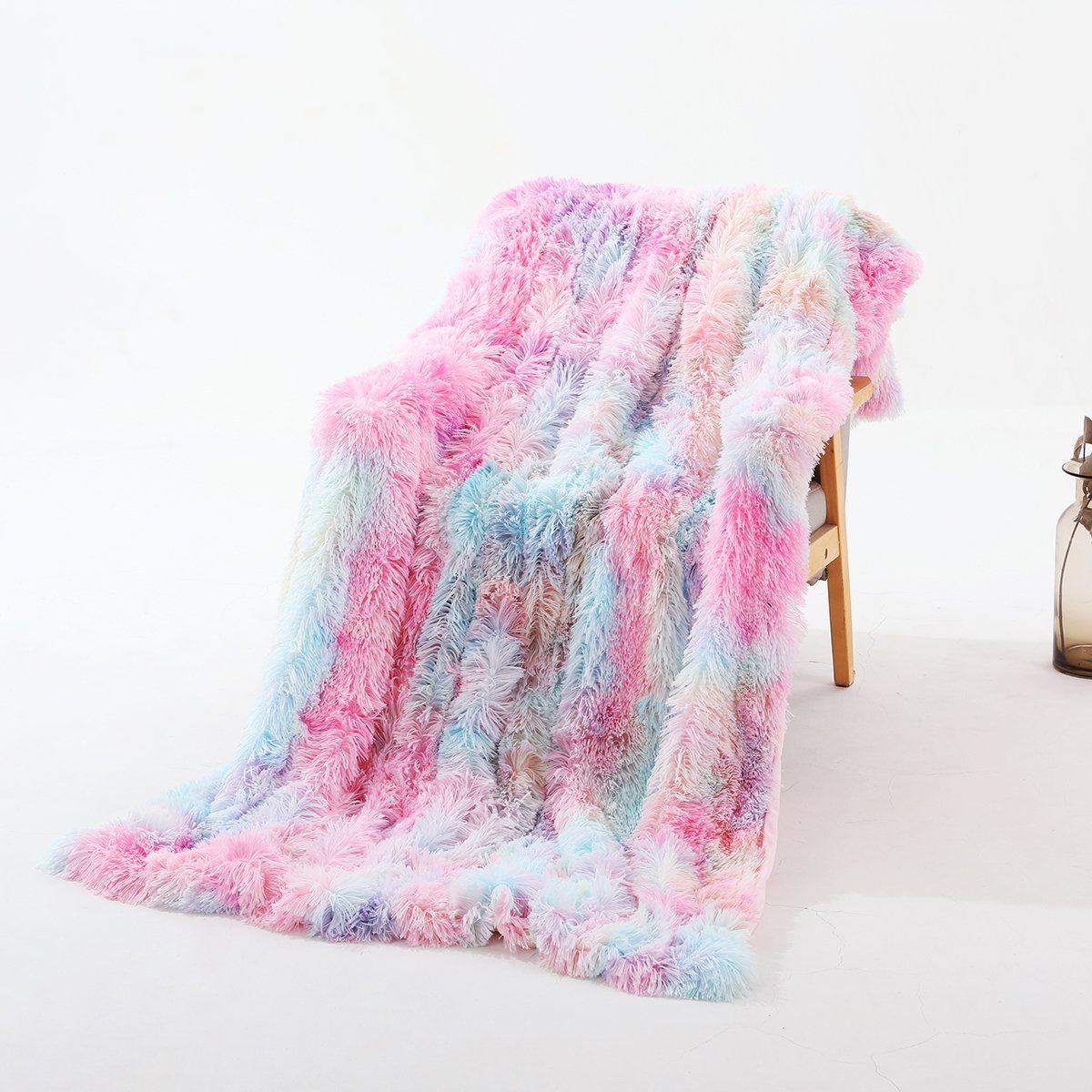 Rosnek Tagesdecke Reversible Lange Zottelige, Tie-Dye günstig online kaufen