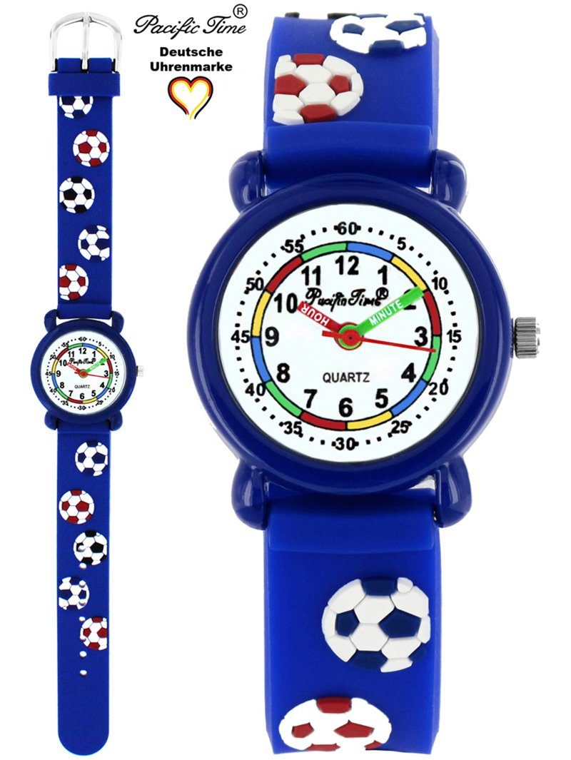 Pacific Time Quarzuhr Kinder Armbanduhr Lernuhr Fußball Silikonarmband, Gratis Versand