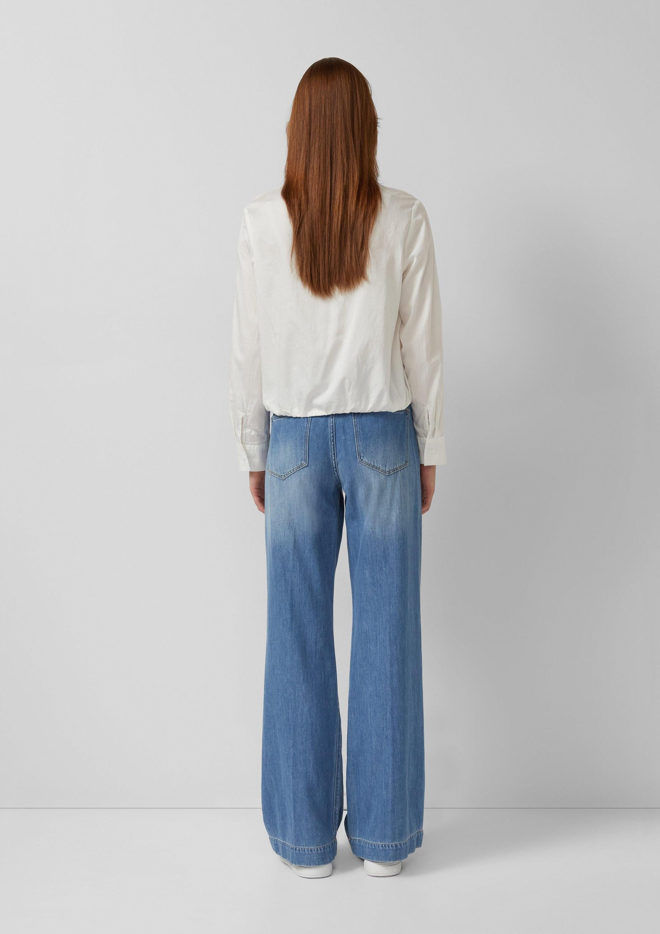 s.Oliver Langarmbluse Bluse Baumwollsatin-Bluse mit Raffung