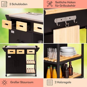 Klarstein Spülenschrank Jersey Outdoor Kitchen Arbeitsstation Edelstahl mobil Regenschutzhülle