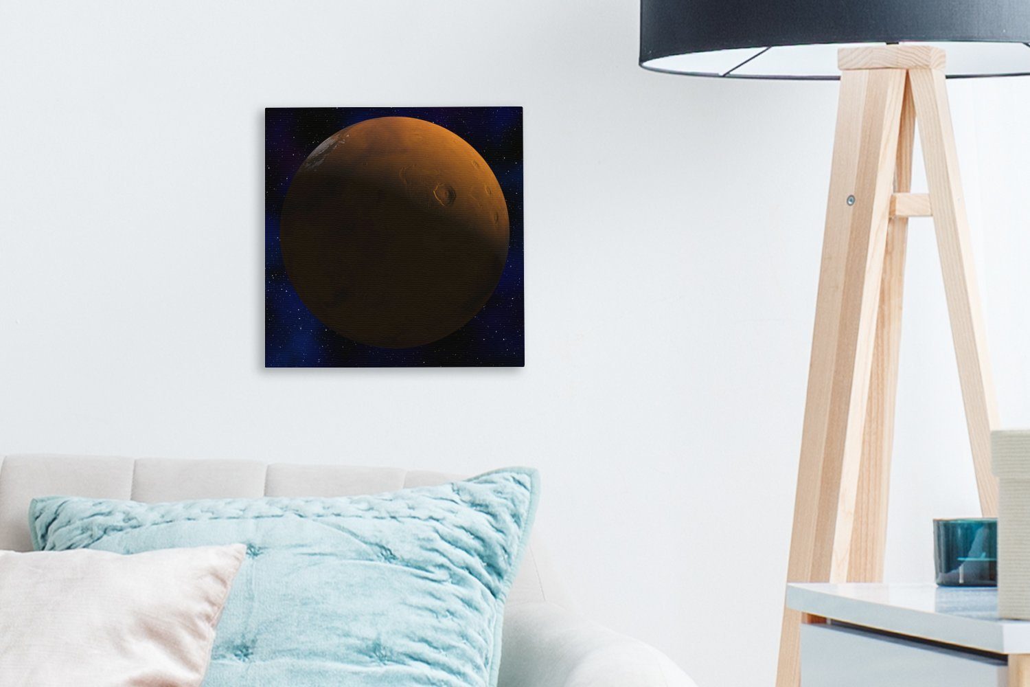 OneMillionCanvasses® Leinwandbild Mars vor einem Schlafzimmer Leinwand (1 Hintergrund, für Wohnzimmer dunklen St), Bilder