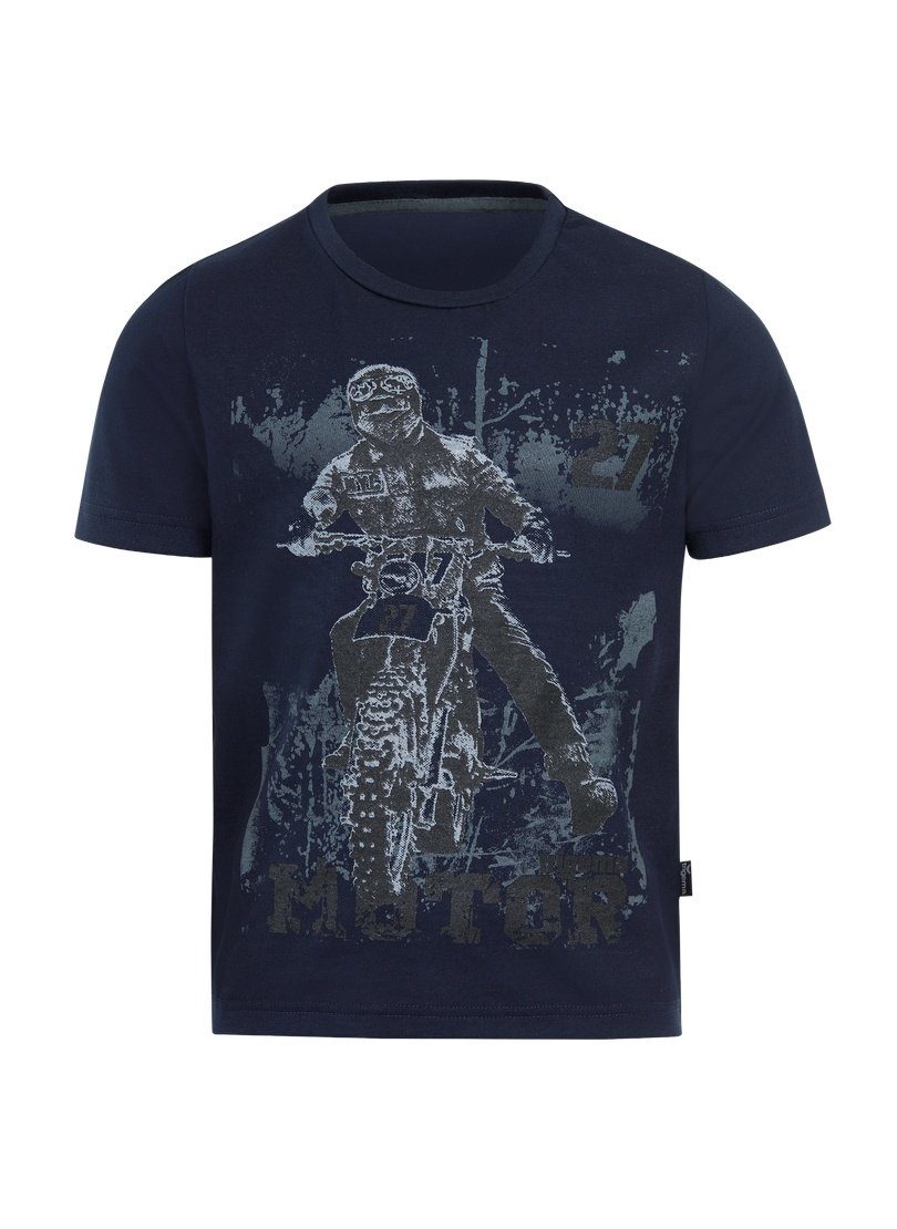 Trigema T-Shirt TRIGEMA Jungen coolem navy T-Shirt mit Motorrad-Motiv