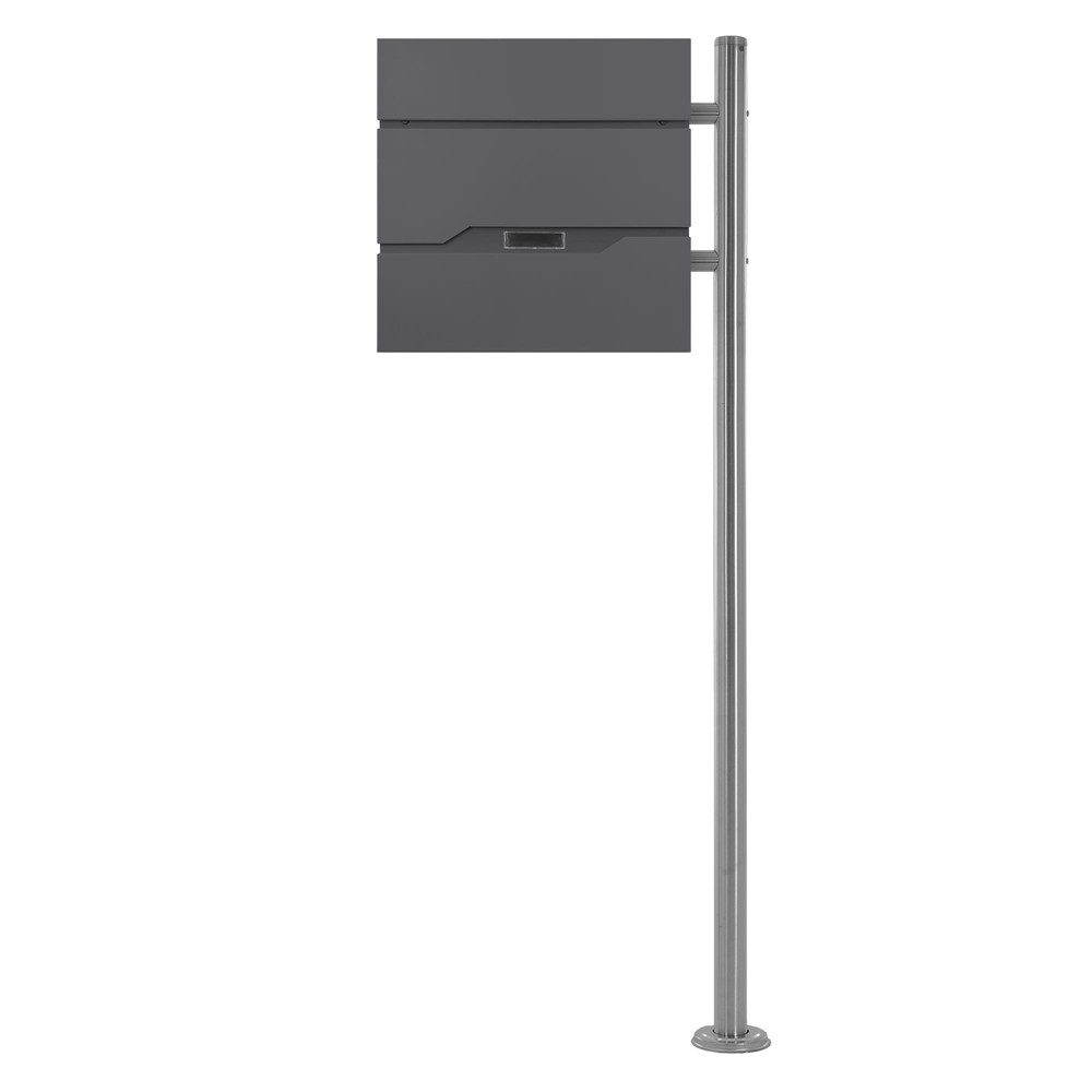 ML-DESIGN Standbriefkasten Wandbriefkasten Briefkasten Postkasten mit Zeitungsfach inkl. Standfuß, Briefkastenanlage mit Ständer Silber 120cm Mailbox mit Pfosten