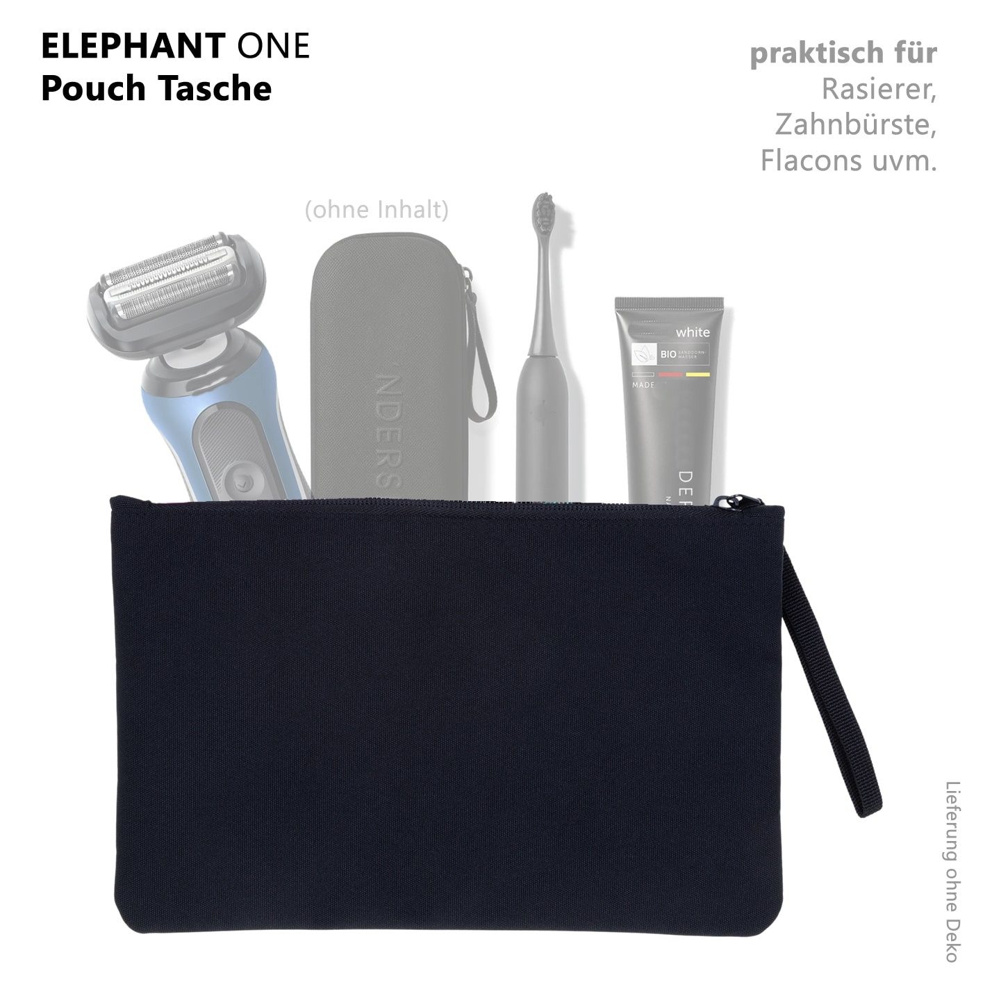 ELEPHANT Kosmetiktasche Pouch Mini Kulturtasche Cosmetic Bag klein, Aufbewahrungstasche Tasche Manicure Shaving Bag 13112 + Beutel