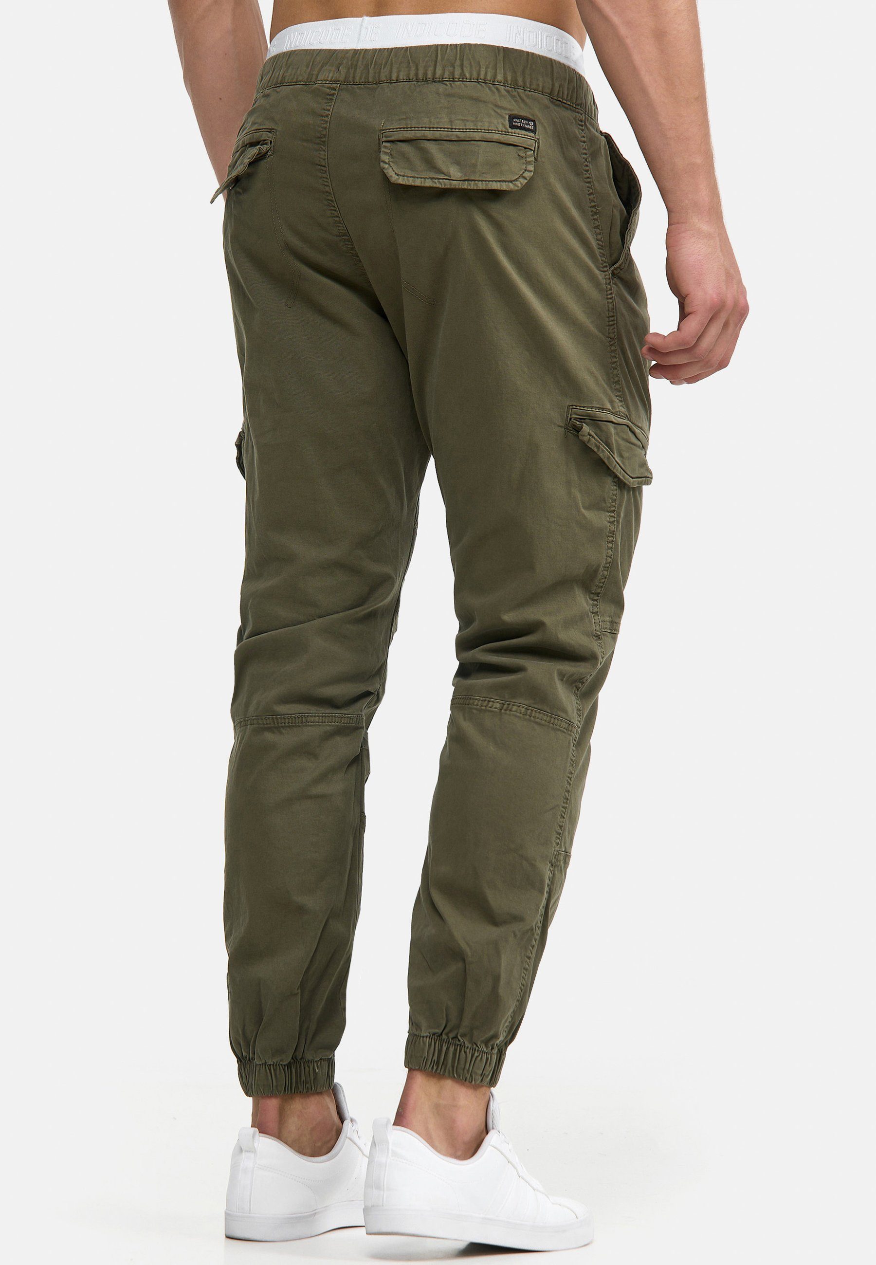Indicode Cargohose Herren Levy Cargo Hose Herrenhose mit elastischem Bund und Kordelzug
