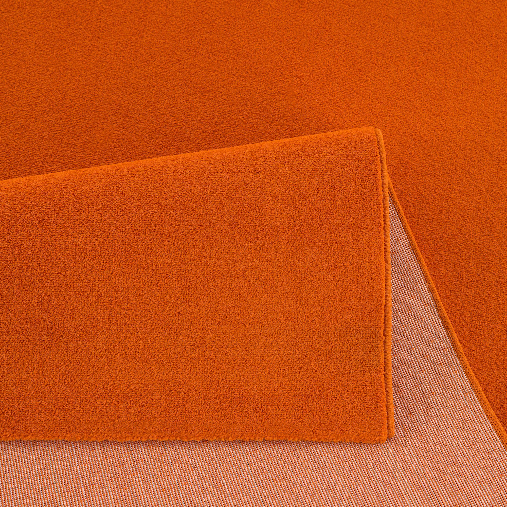 orange Uni, 13 große Sanat, Farbauswahl Kurzflorteppich, rechteckig, Höhe: Teppich mm, robuster