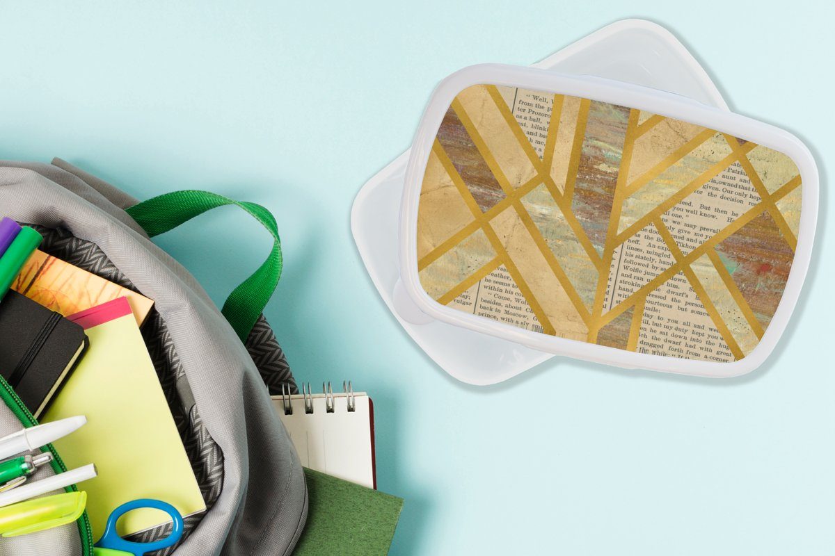 für Kunststoff, Brotdose, - (2-tlg), und Mädchen und Marmor Brotbox Lunchbox Kinder Erwachsene, weiß Vintage - Jungs MuchoWow für Design,