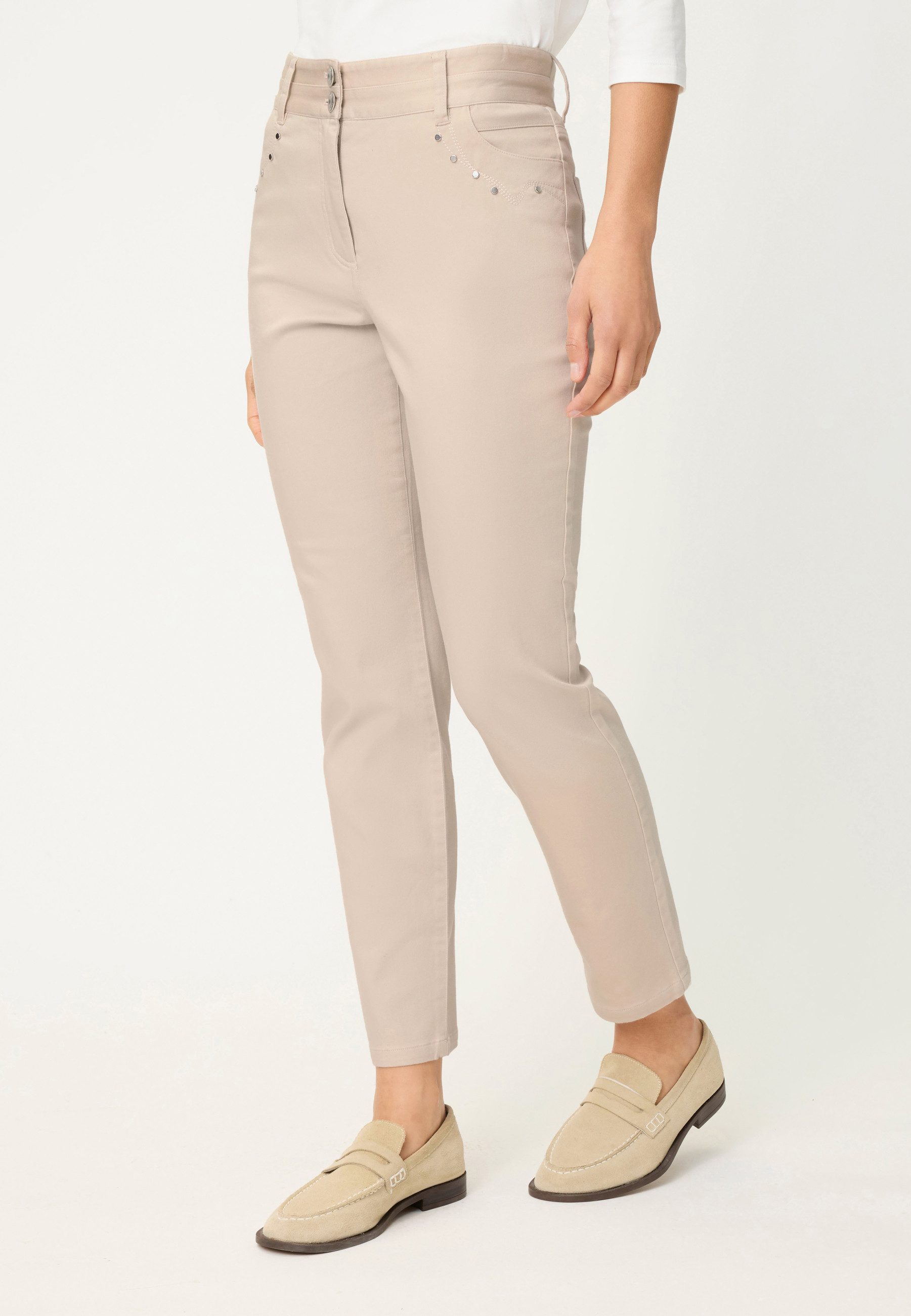 Olsen Stoffhose im Cropped-Style mit elegantem Glanz