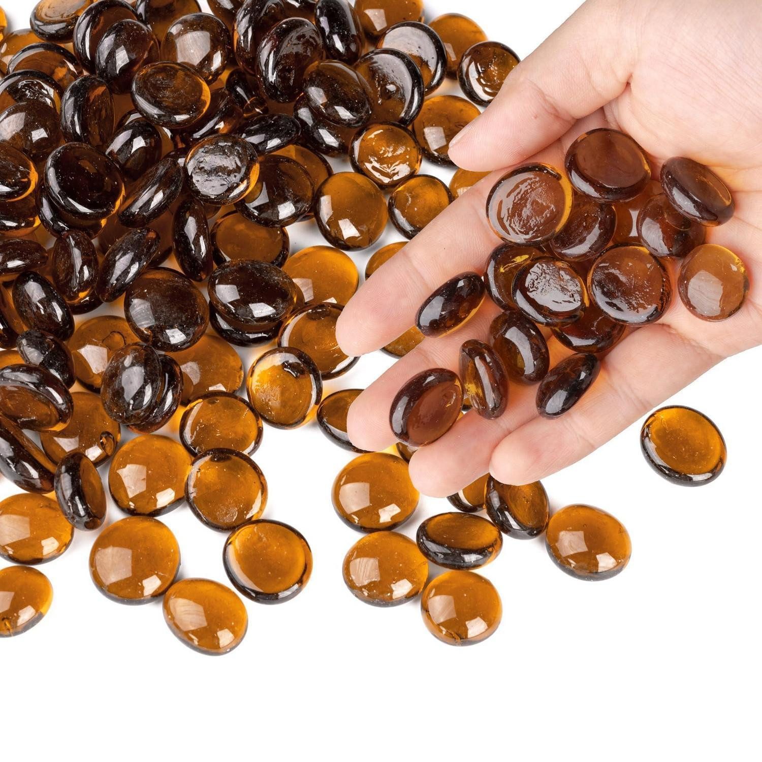 LuxusKollektion Kieselsteine Glassteine Braun 13-20mm 440g