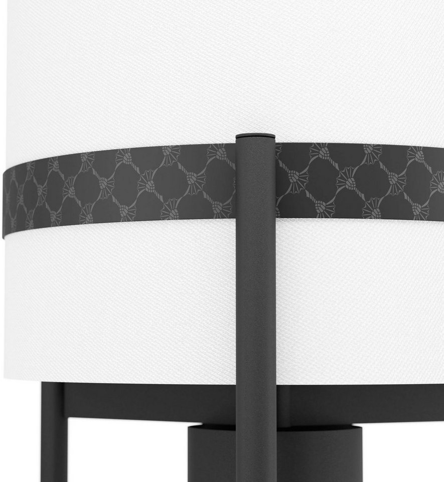 Joop! Tischleuchte »ROUND LIGHTS BLACK«, Tischleuchte mit rundem, gewebtem Textil-Leuchtenschirm in Weiß und eingelassenem Metall-Dekorband in Schwarz-HomeTrends