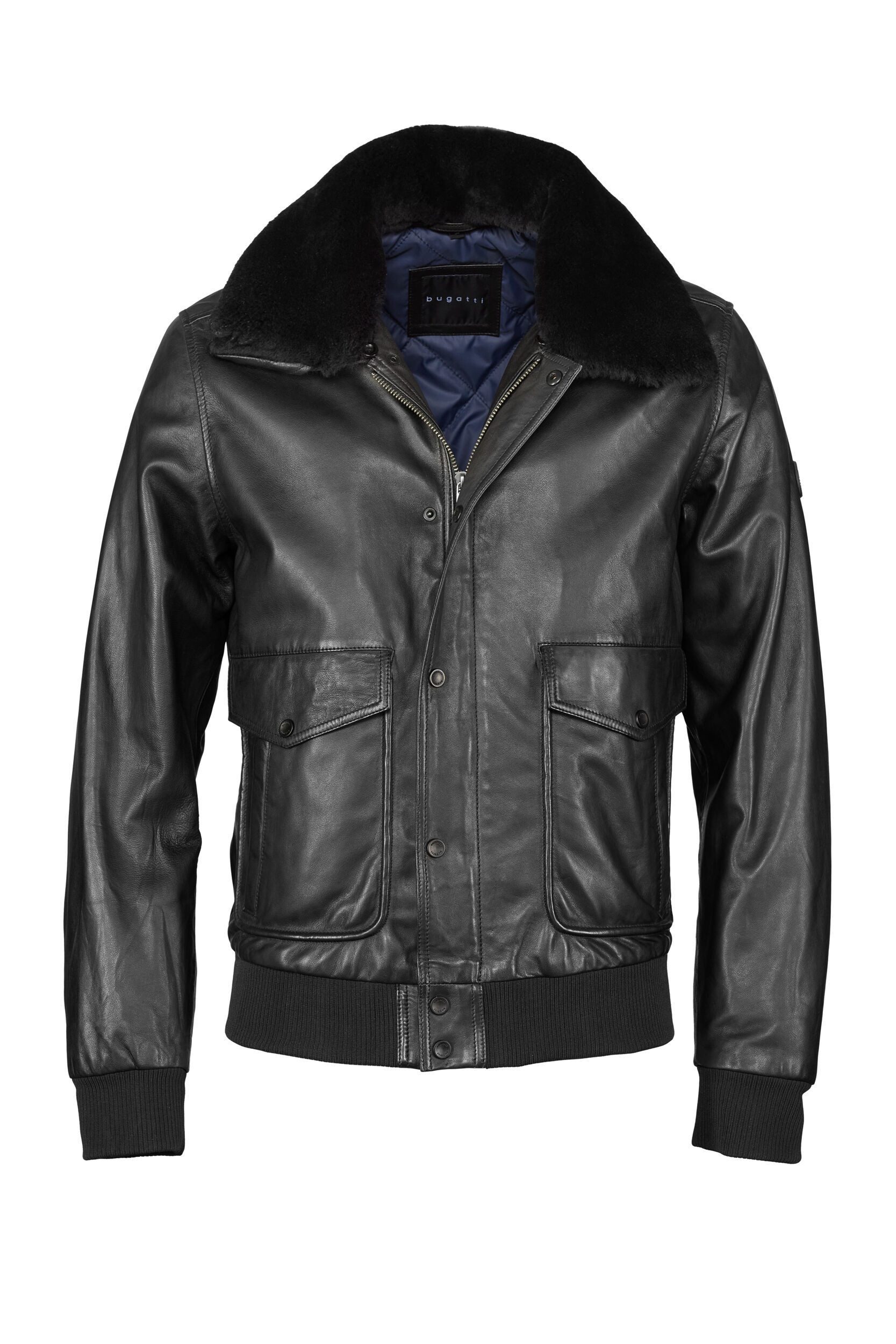 bugatti Lederjacke BUSANTO (1-St) mit Klappentaschen und Druckknöpfen günstig online kaufen