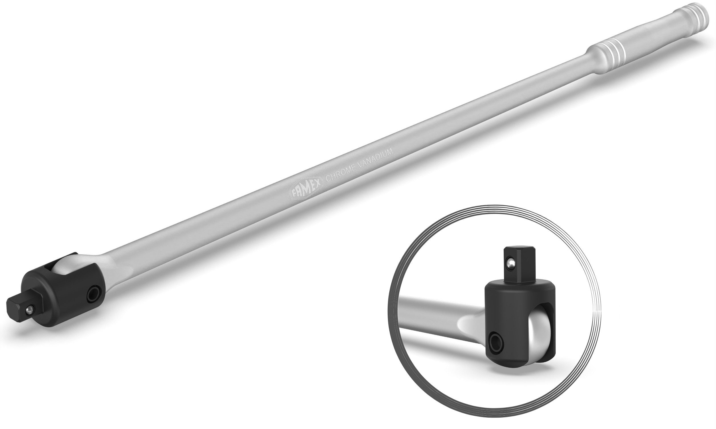 FAMEX Drehmomentschlüssel Gelenkschlüssel extra lang, bis ca. 650 Nm, 60cm, Gelenkgriff von FAMEX