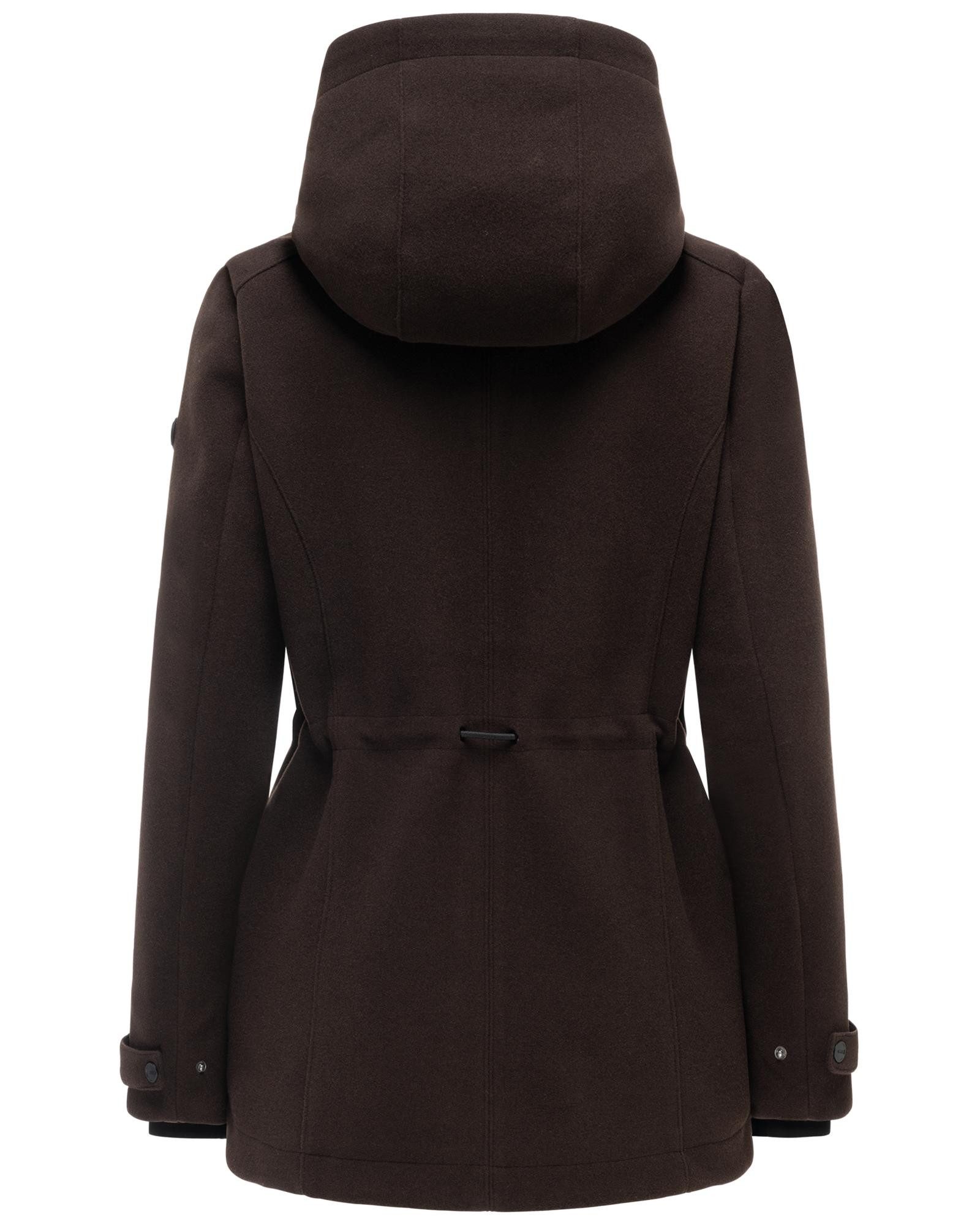 Navahoo Kurzmantel Lächelstern 14 Lange Damen Übergangsjacke in Wollmantel-Optik mit Kapuze