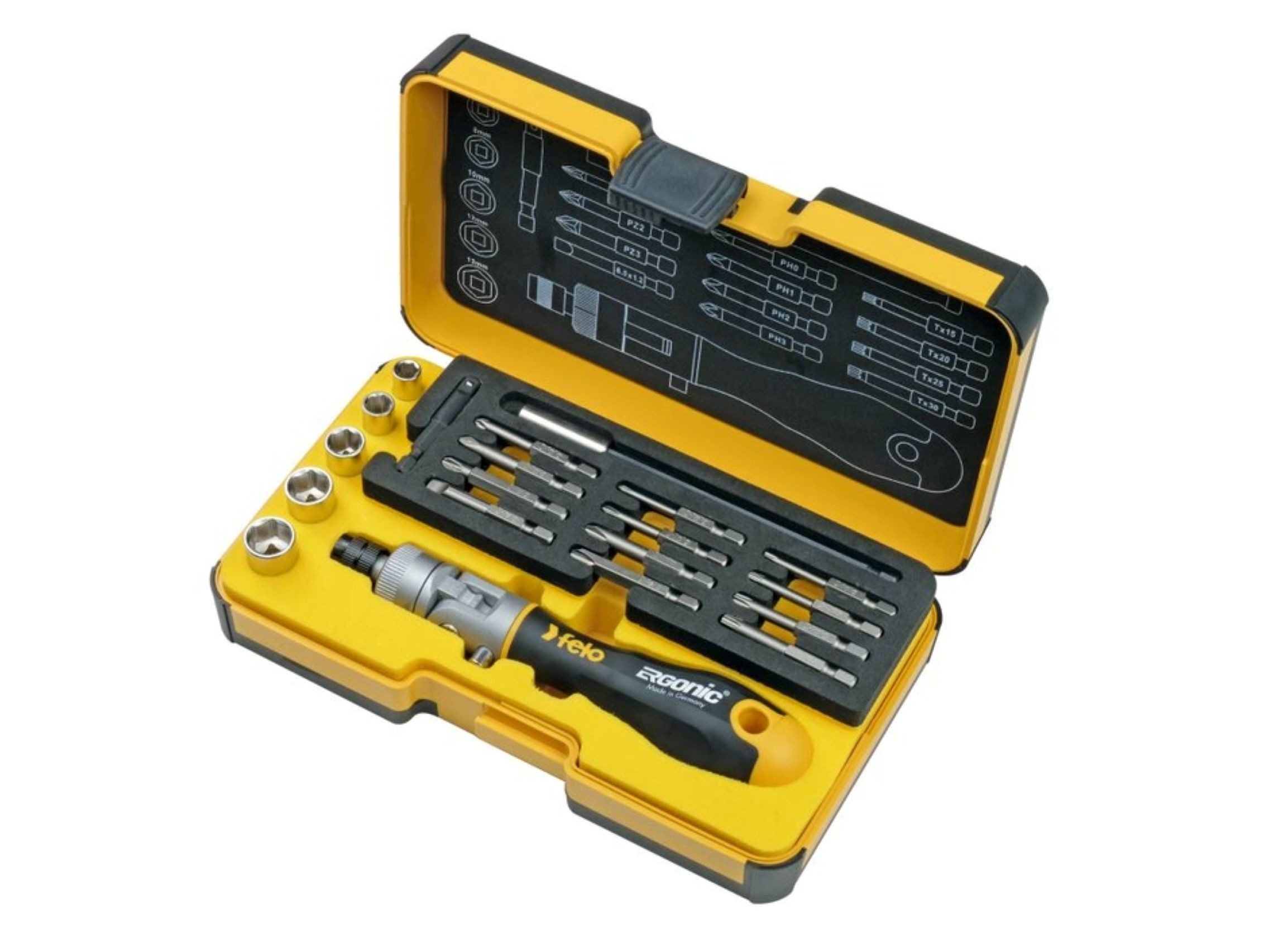 Felo Инструментset Felo Steckschlüsselsatz 1/4" 19 tlg. - 5781906, (Steckschlüsselsatz, 19-tlg., Steckschlüsselsatz), In der robusten Felo XL-Strongbox