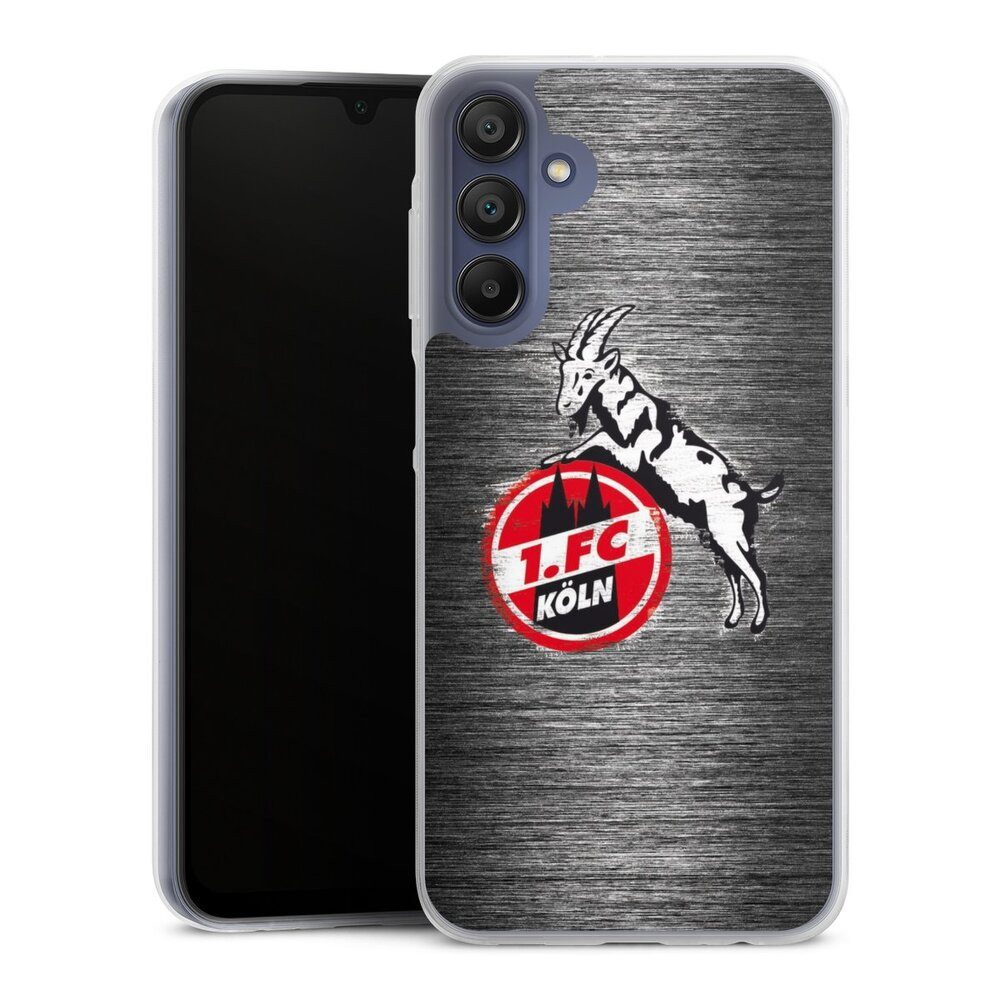 DeinDesign Handyhülle 1. FC Köln Metallic Look Offizielles Lizenzprodukt Metal Scratch 1.FC, Samsung Galaxy A15 5G Slim Case Silikon Hülle Ultra Dünn Schutzhülle