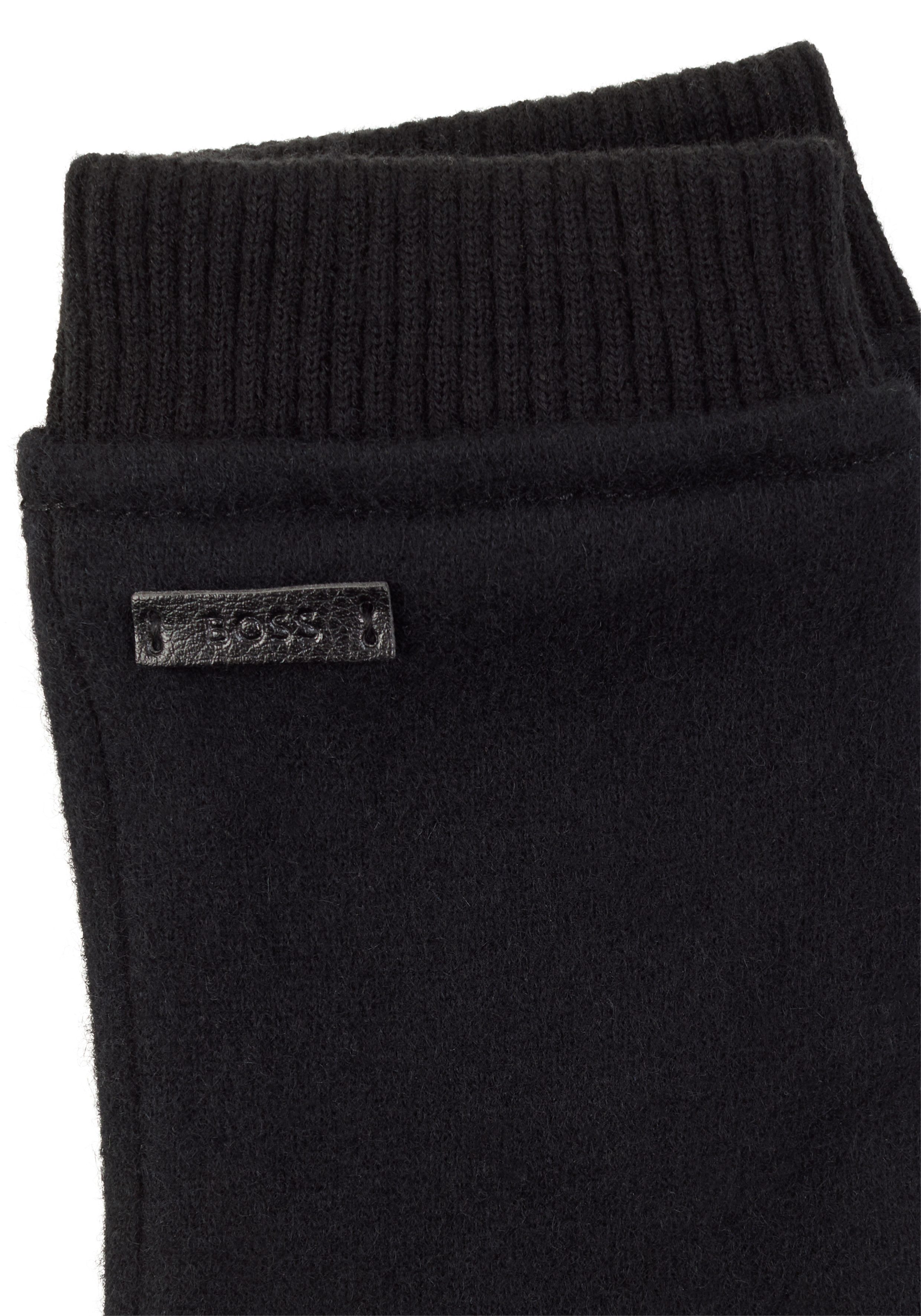 BOSS Strickhandschuhe Kalsper mit Labelaufnäher aus Leder günstig online kaufen