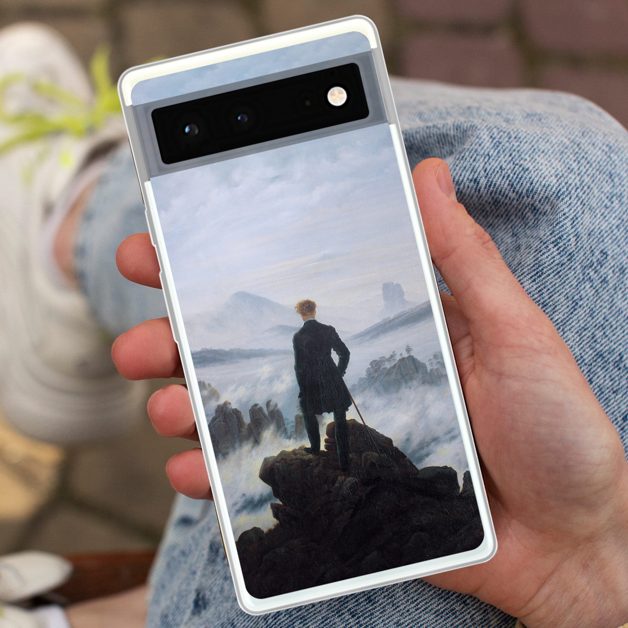 MuchoWow Handyhülle für Google Pixel 6 Der Wanderer über dem Nebelmeer - Caspar David Frie, Handy Case, Silikon, Bumper Case Dünn