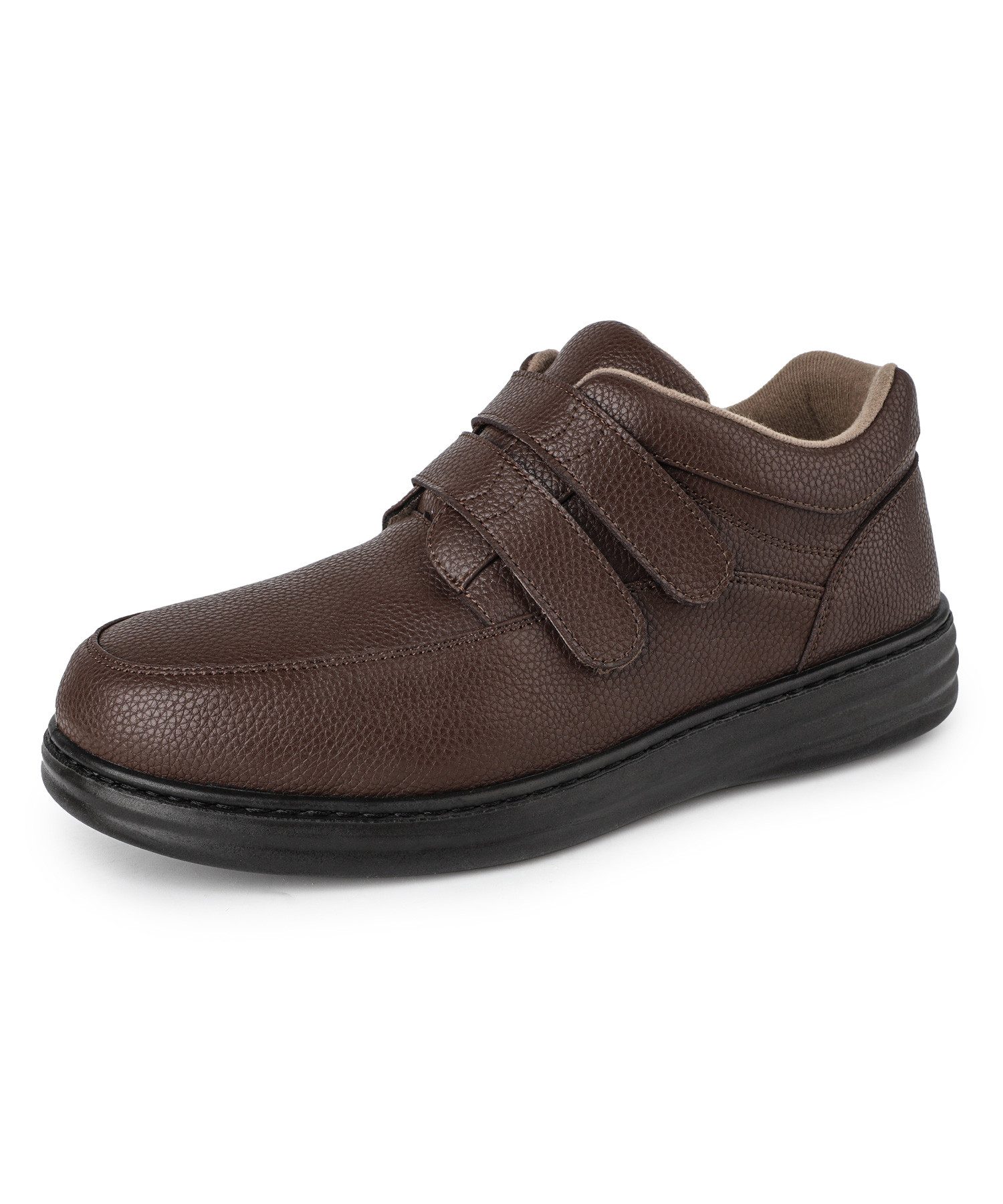 TIESTRA Herren Weite Lederschuhe mit Klettverschluss, Größen 42-46 Klettschuh Bequeme Extra Weite Alltagsschuhe, Rutschfeste Gummisohle