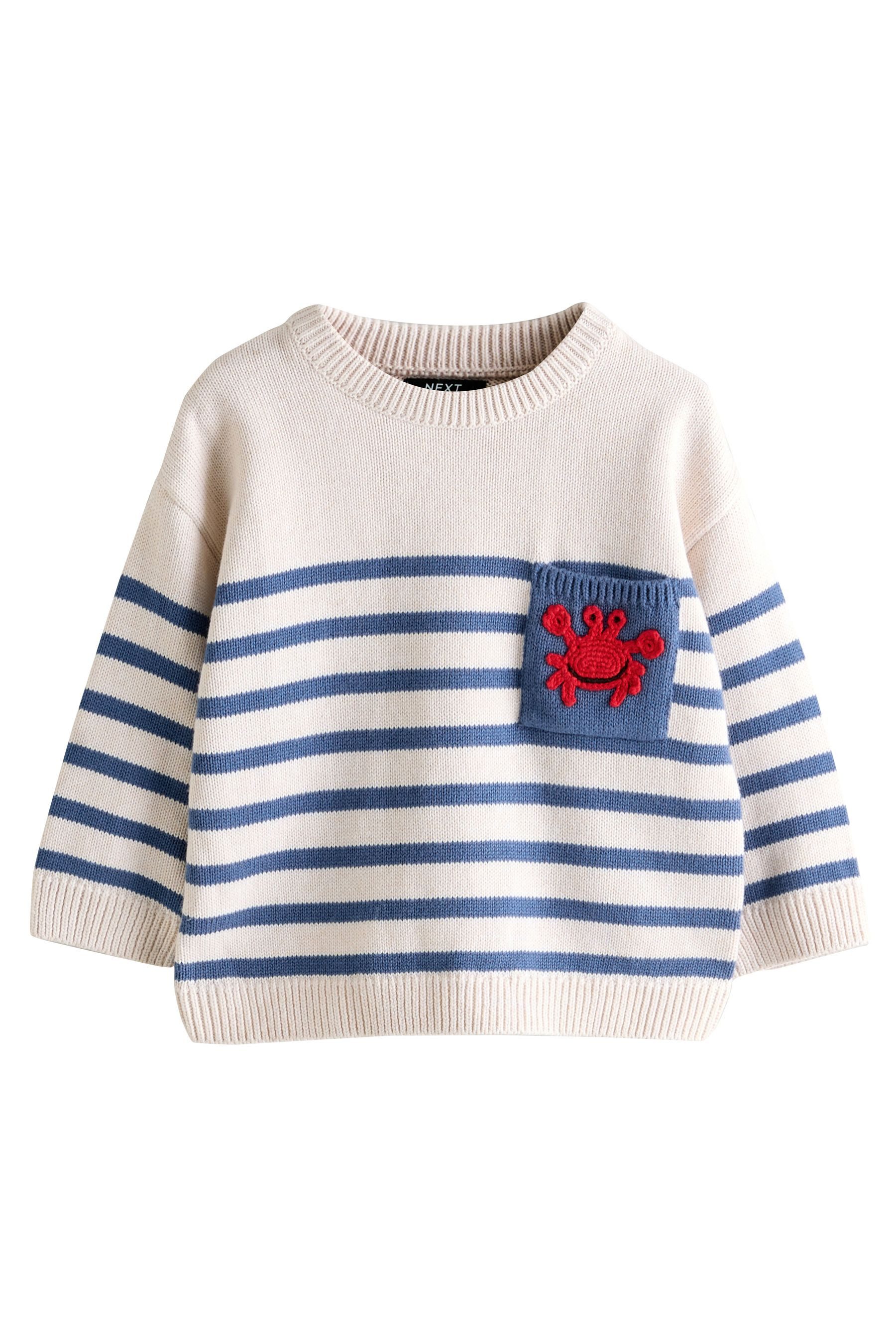 Rundhalspullover Strickpullover mit Rundhalsausschnitt und Motiv