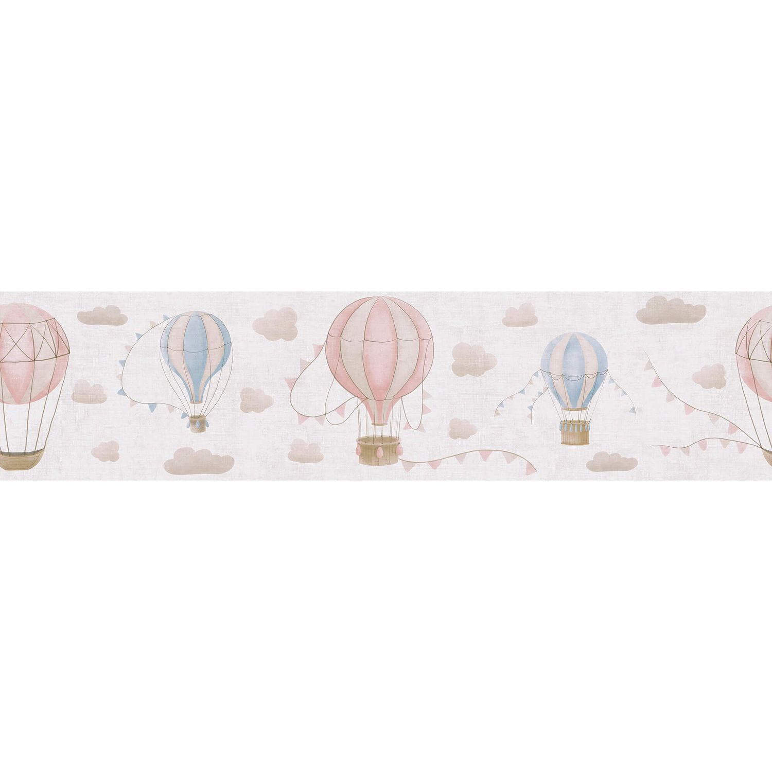 Profhome Bordüre 771351-GU Kinderzimmer Tapete Wolken matt creme beige rosa, glatt, (1 Rolle, 0,65 qm), Vlies-Bordüre, beige