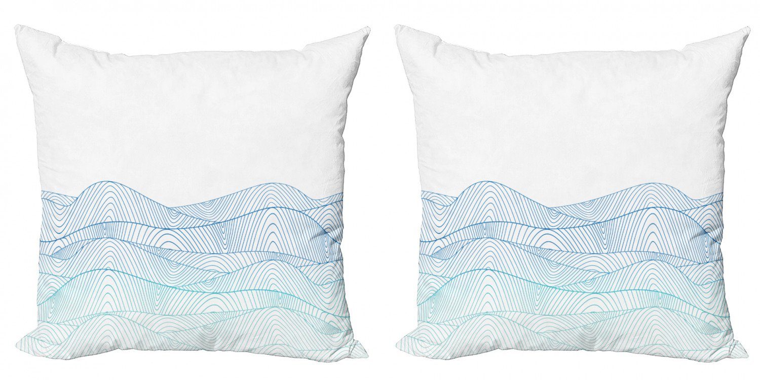 Kissenbezüge Modern Accent Doppelseitiger Digitaldruck, Abakuhaus (2 Stück), Blau Weiss Zusammenfassung Seascape