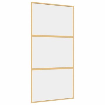 vidaXL Zimmertür Schiebetür Golden 102,5x205 cm ESG-Klarglas und Aluminium Zimmertür In