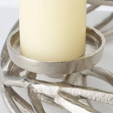 BOLTZE Kerzenleuchter Runder Metall-Kerzenleuchter für 4 Stumpenkerzen - Silber, 40 cm Ø