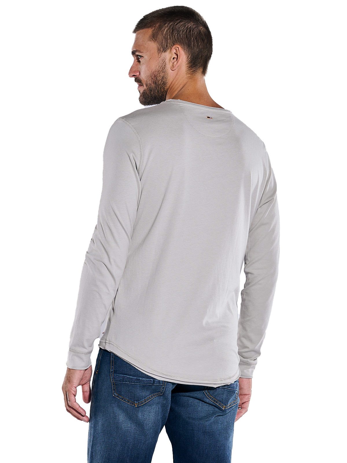 emilio adani Langarmshirt Herren Langarmshirt "My Favorite", Hellgrau – Bild 2 von 5