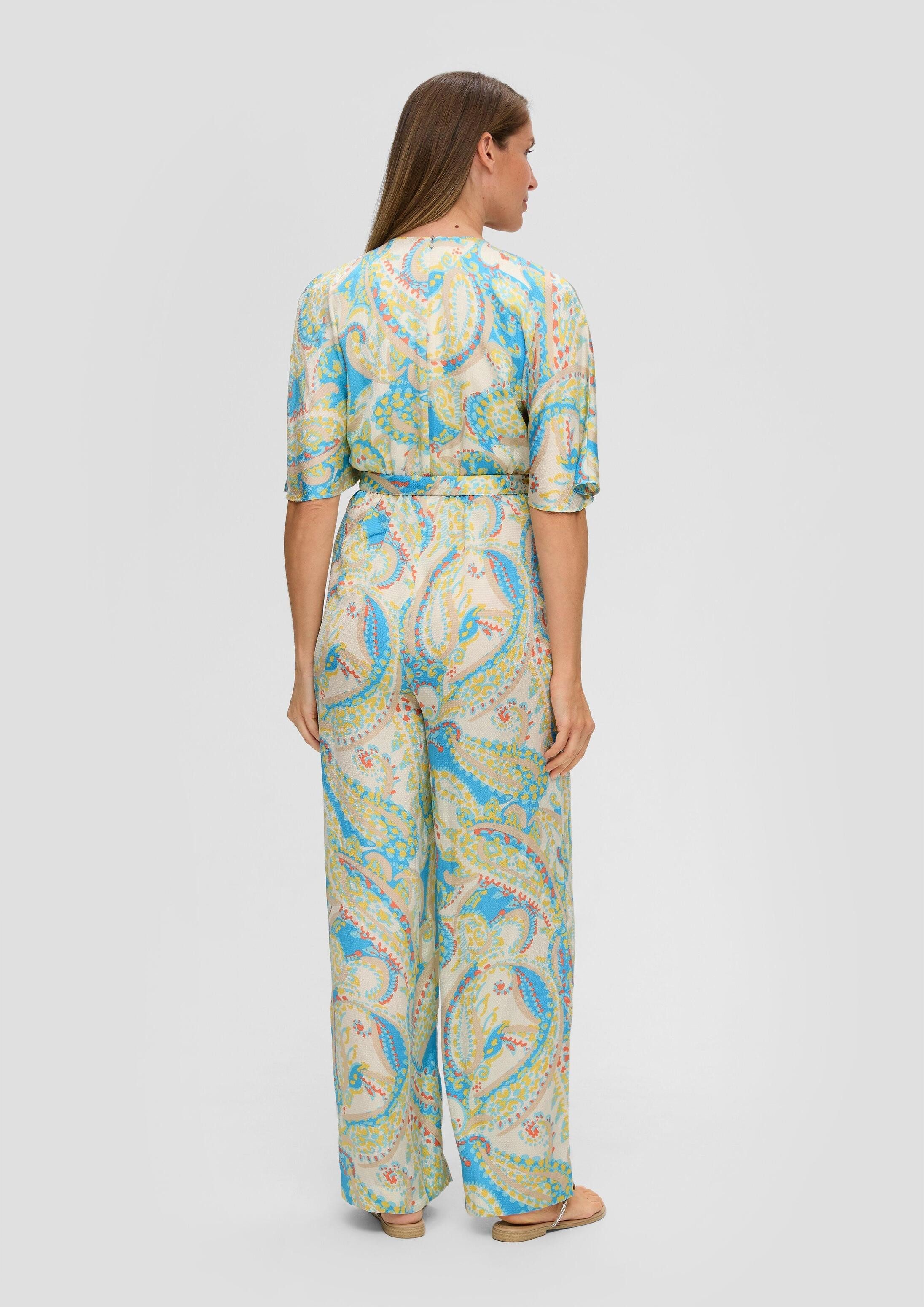 s.Oliver Jumpsuit Overall Satin-Jumpsuit mit weitem Bein