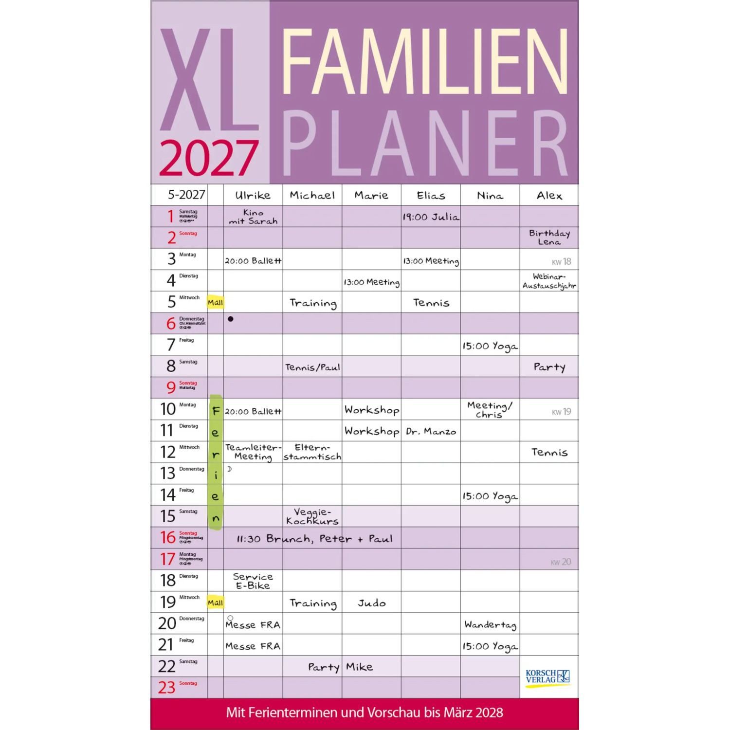 Korsch Verlag Wandkalender XL Familienplaner 2027