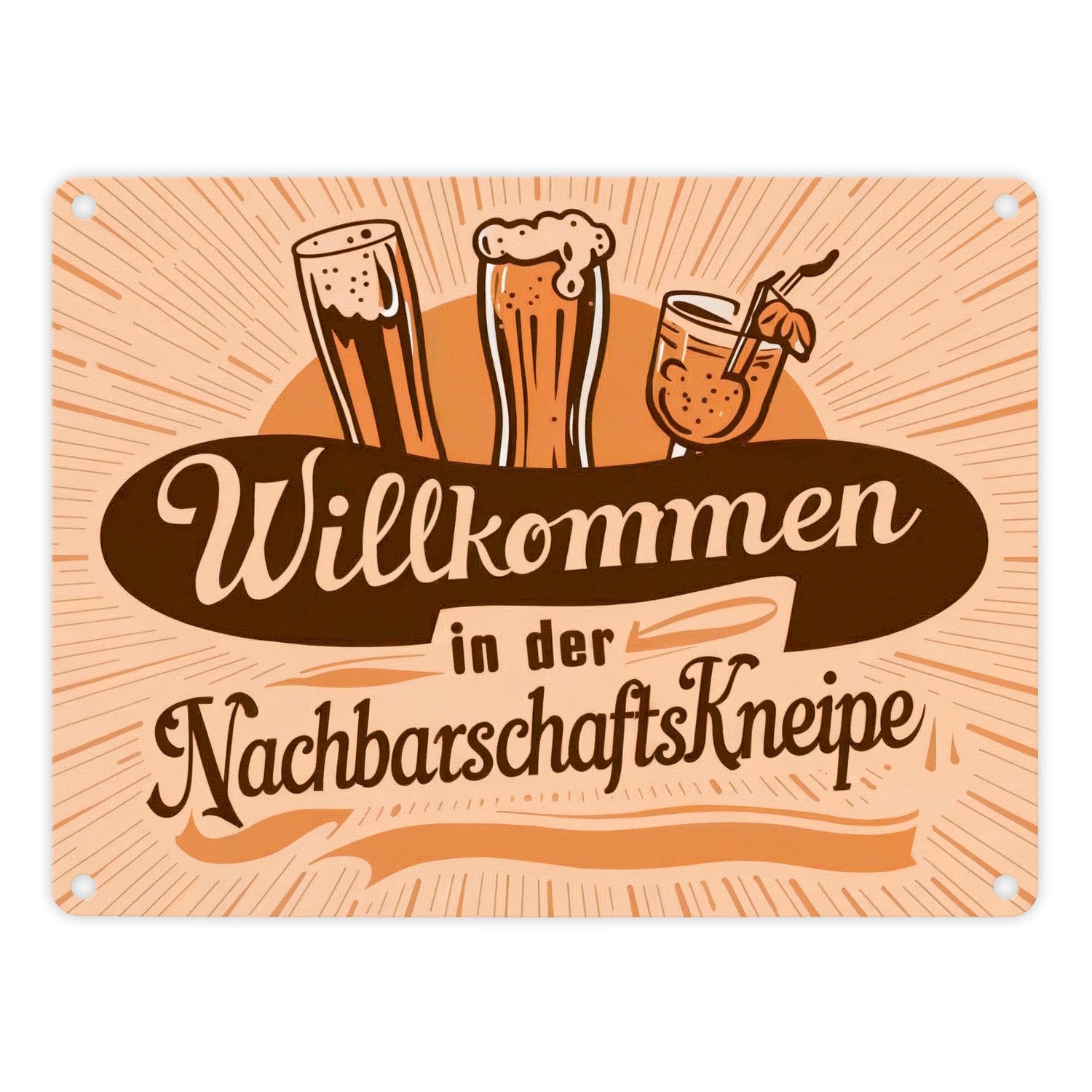 Metallschild Bier Wein und Cocktail Metallschild in 15x20 cm Willkommen der