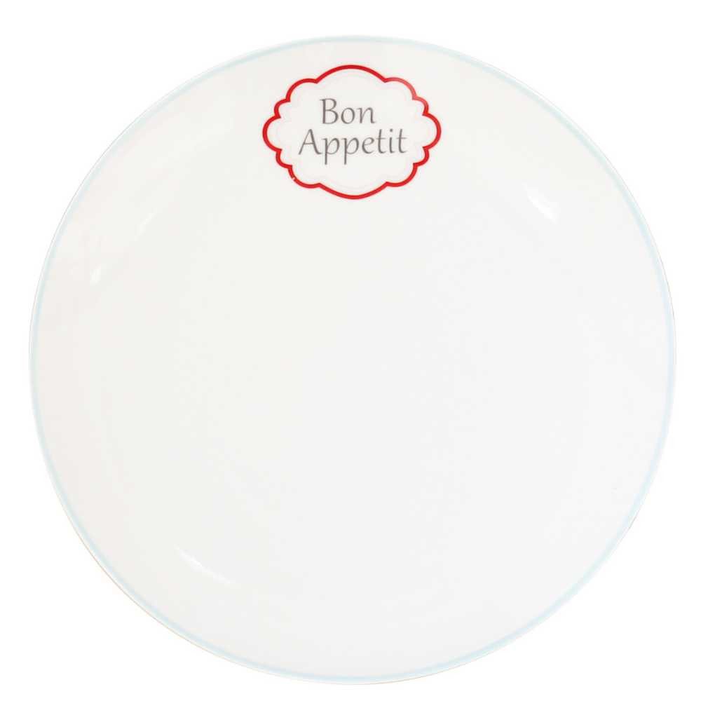Krasilnikoff Kuchenteller Krasilnikoff Kuchenteller BON APPETIT Weiß mit Blauem Rand 20 cm