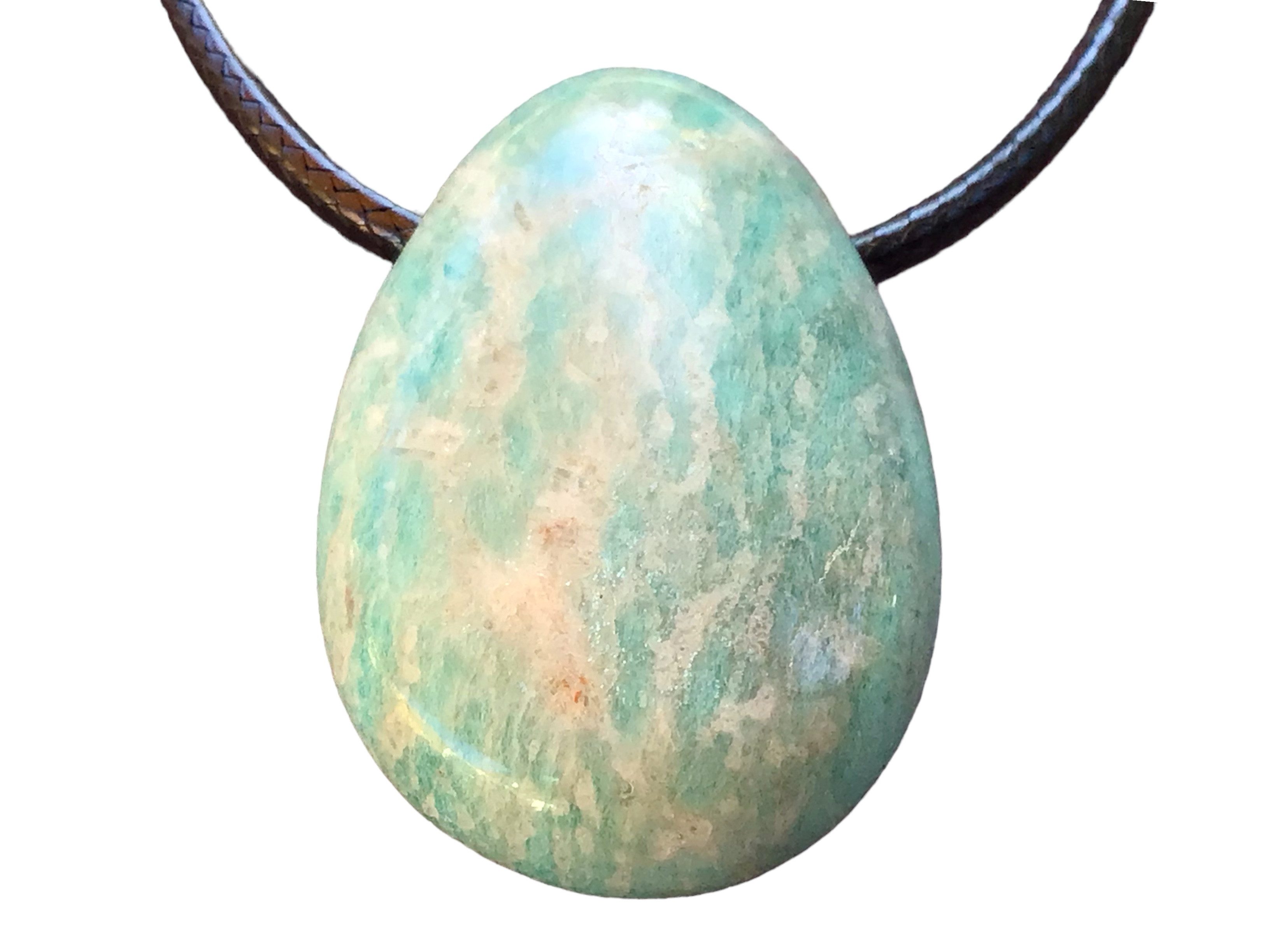 Steinfixx® Amulett Set Edelstein Anhänger aus echtem Amazonit, Tropfenanhänger (Blickfang, 1-tlg., Handarbeit, Brasilien), incl. 80 cm Wildlederband, Geschenkverpackung