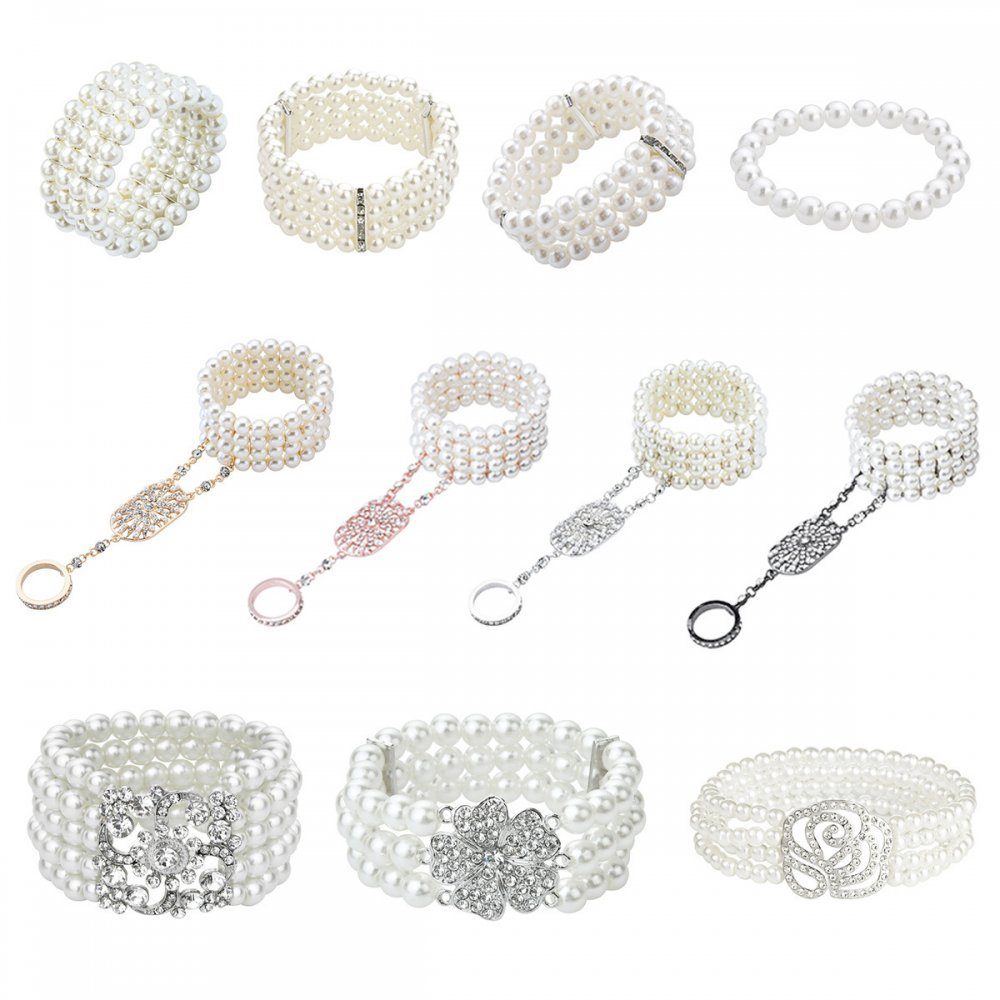 Invanter Schmuckset 11-teiliges Perlenring-Armband-Set, Weihnachtsgeschenk für Sie, inkl.Geschenkbo
