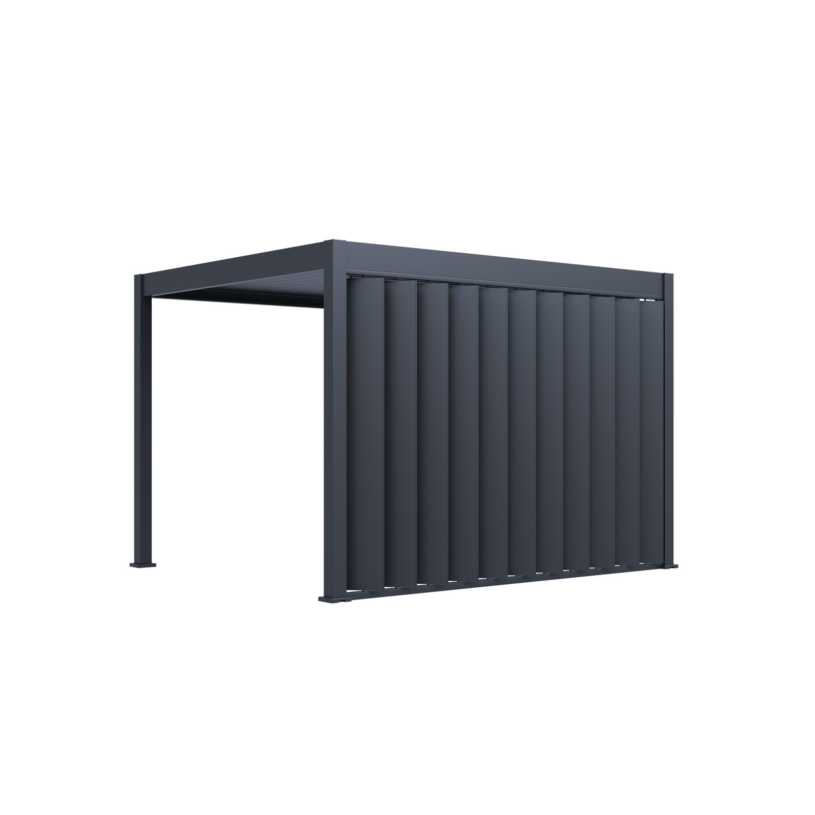 Weide Pavillonseitenteil Pergola Sichtschutzwand 3,6 m mit verstellbaren Lamellen Anthrazit, 360x236 cm, Komplettset, Seitenteil