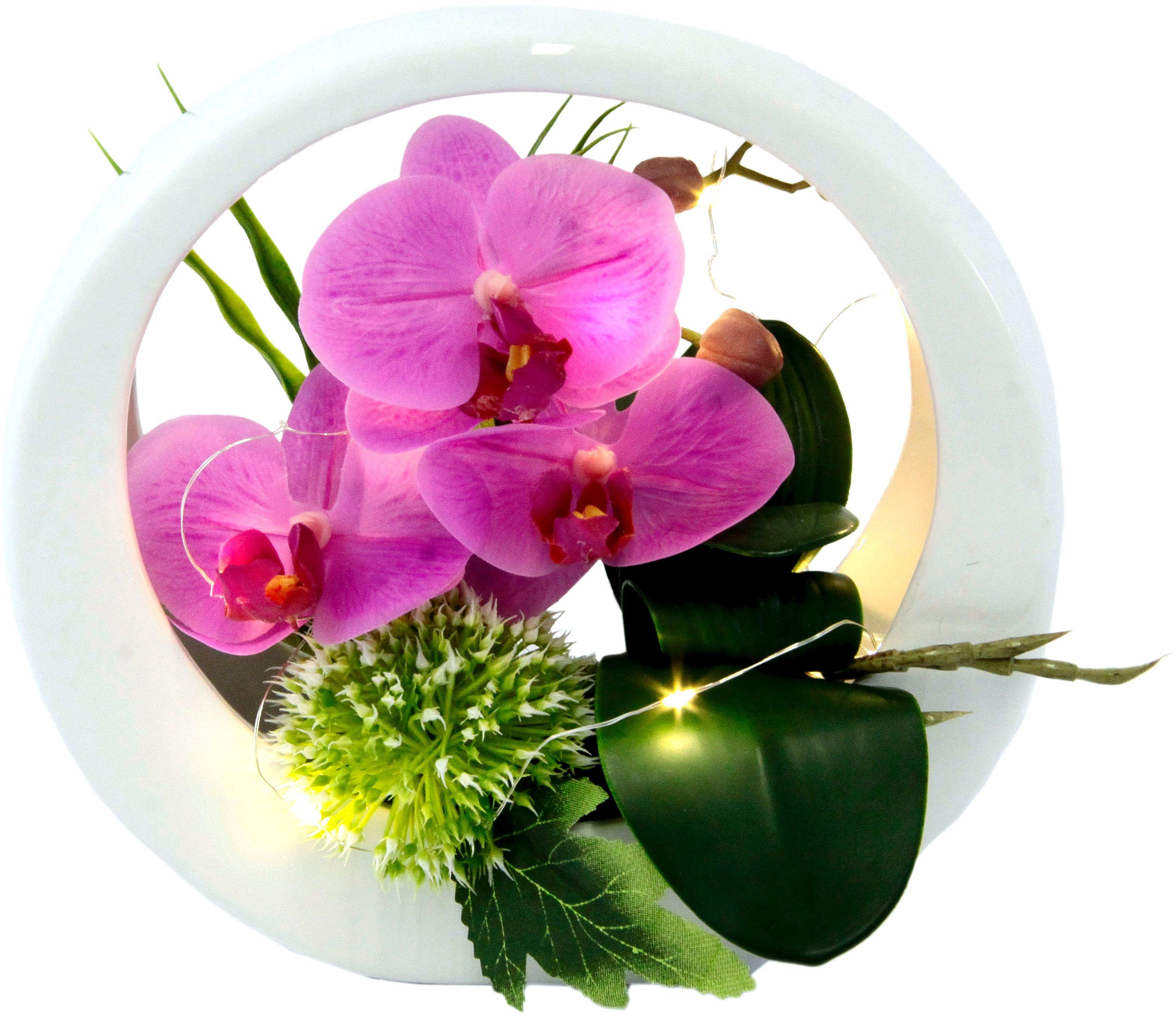 Kunstorchidee Orchidee, I.GE.A., Höhe 20 cm, im Keramiktopf, mit LED-Beleuchtung