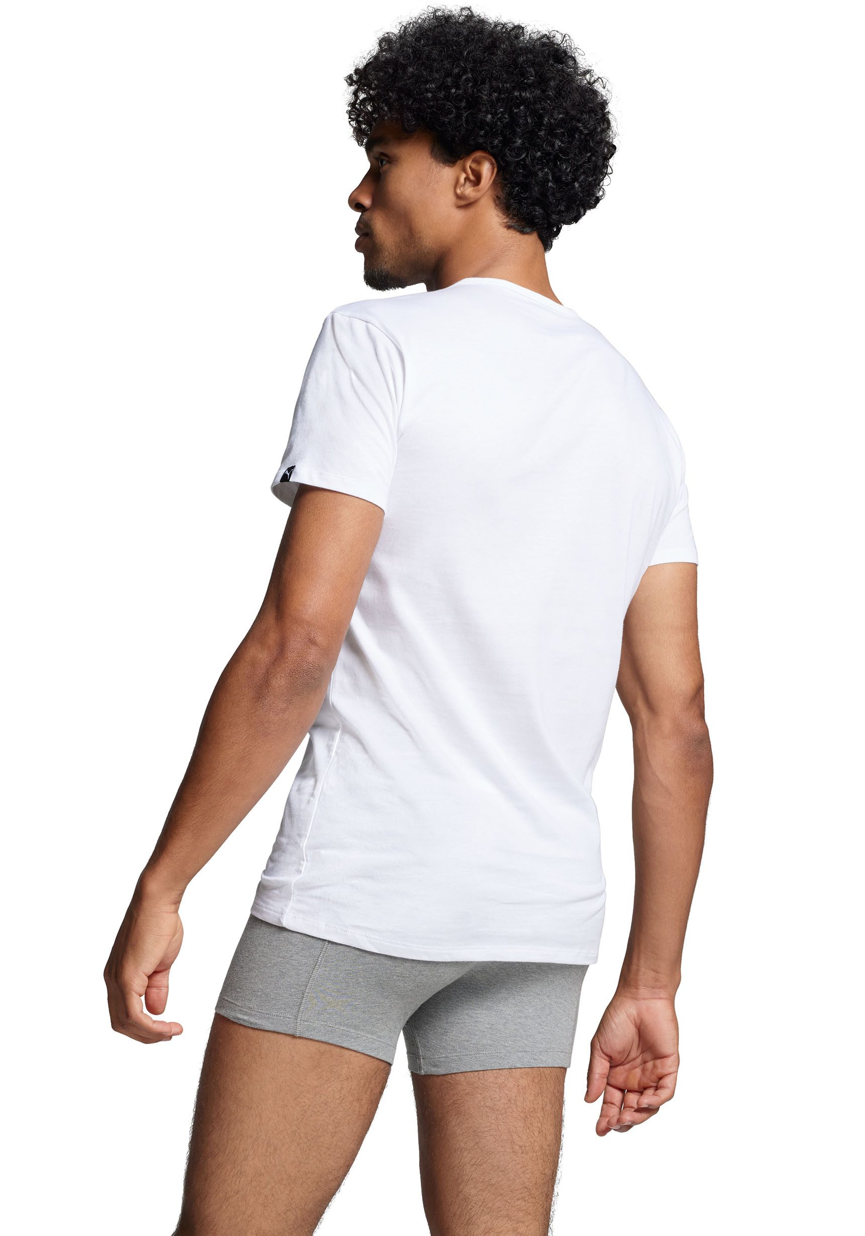 PUMA T-Shirt PUMA BASIC 2P V-NECK TEE (2er Pack) V-Ausschnitt, Kurzarm, elastisch, Baumwolle