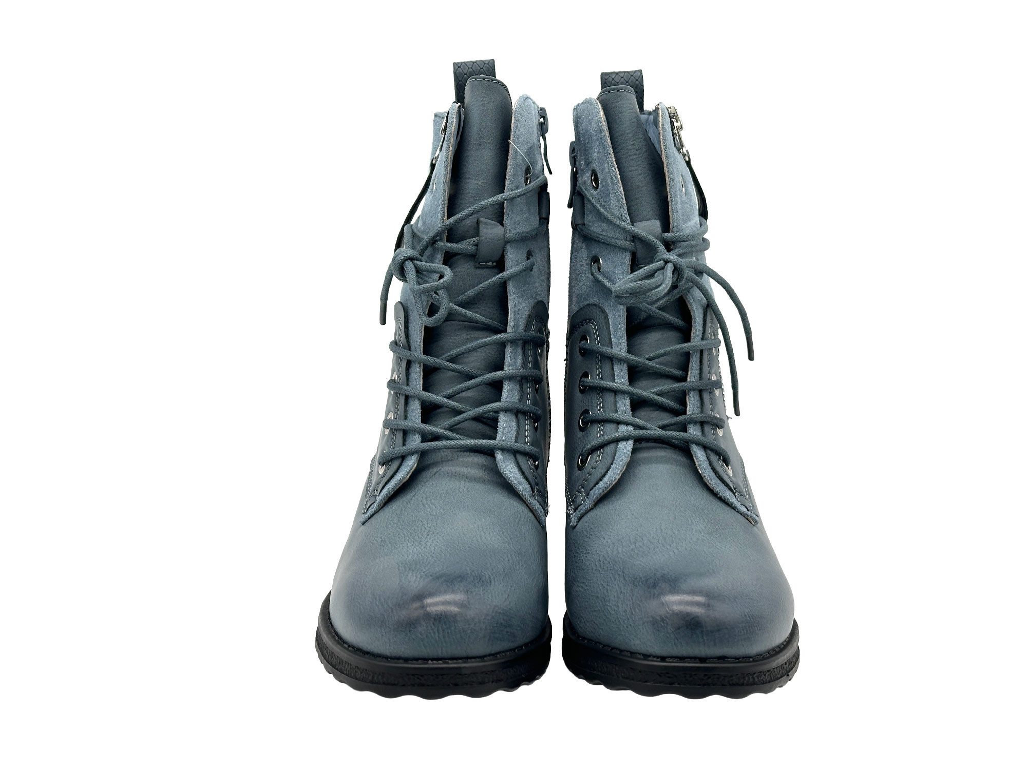 Nowaland Casual Damen Boots mit Warmfutter und Reißverschluss Stiefelette Dekorative Schnürung und kuscheliges Warmfutter