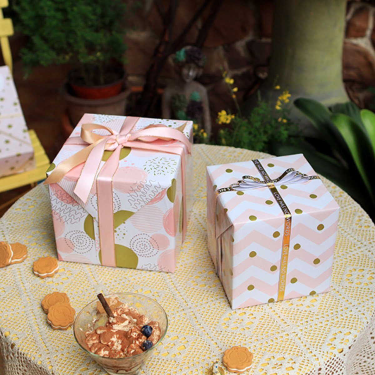 Jormftte Geschenkpapier Geschenkpapier,Geschenkverpackung Papier,für Weihnachts Geburtstag Rosa2