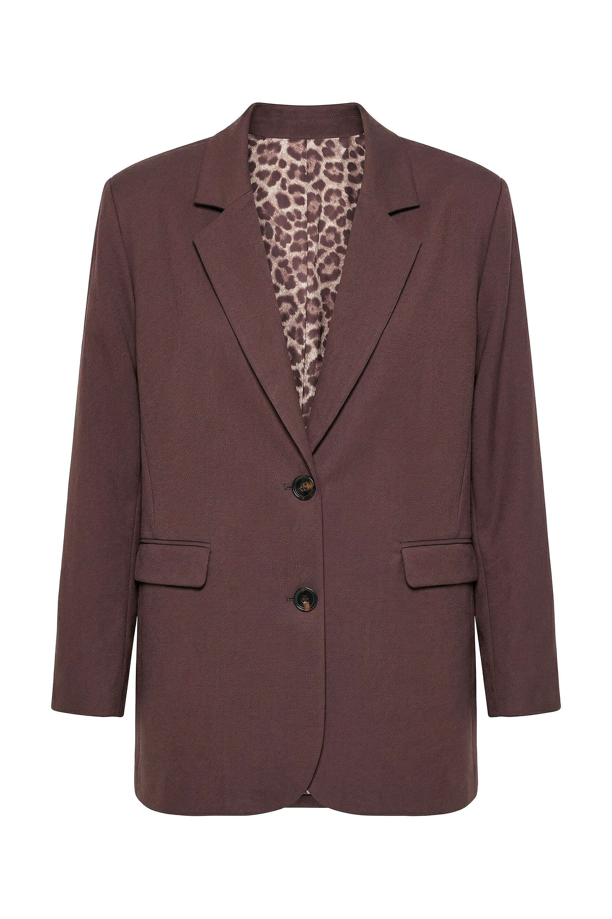 Studio Untold Blusenblazer Blazer oversized Revers Leo-Futter