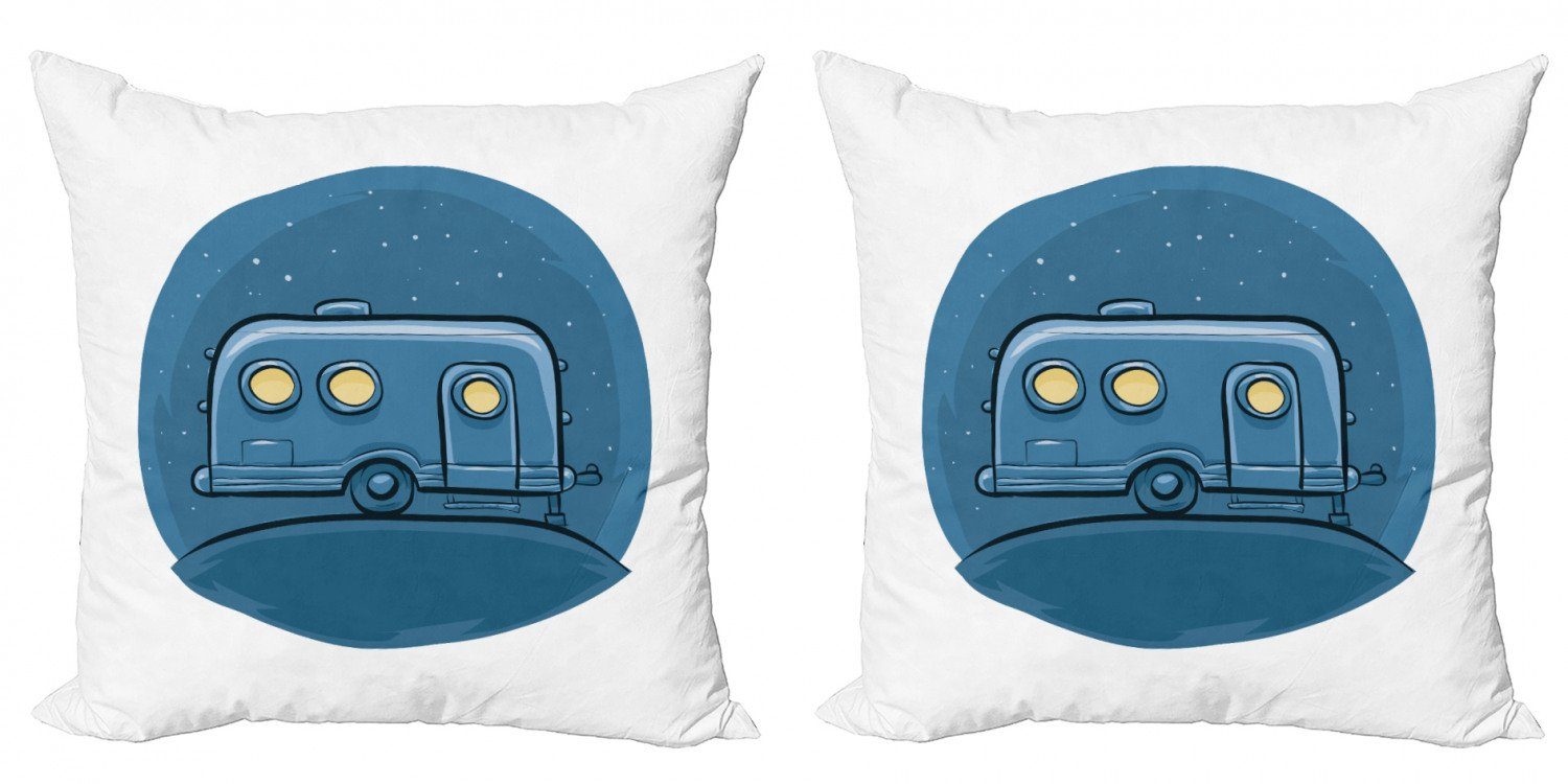 Modern Accent RV in der Anhänger Kissenbezüge Cartoon Doppelseitiger Sterne Nacht Abakuhaus Digitaldruck, (2 Stück),