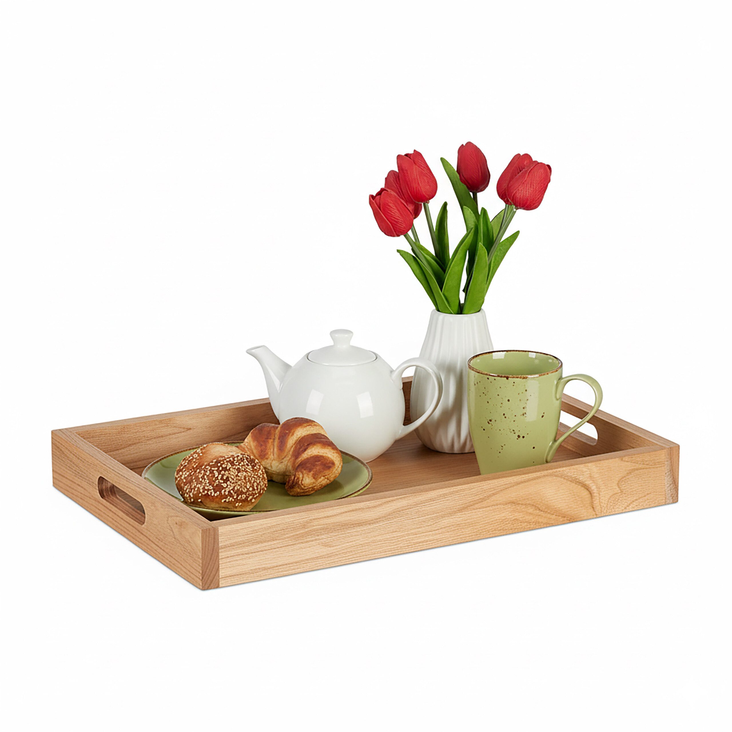 relaxdays Tablett Serviertablett aus Walnussholz & MDF, Holz, (1-tlg)