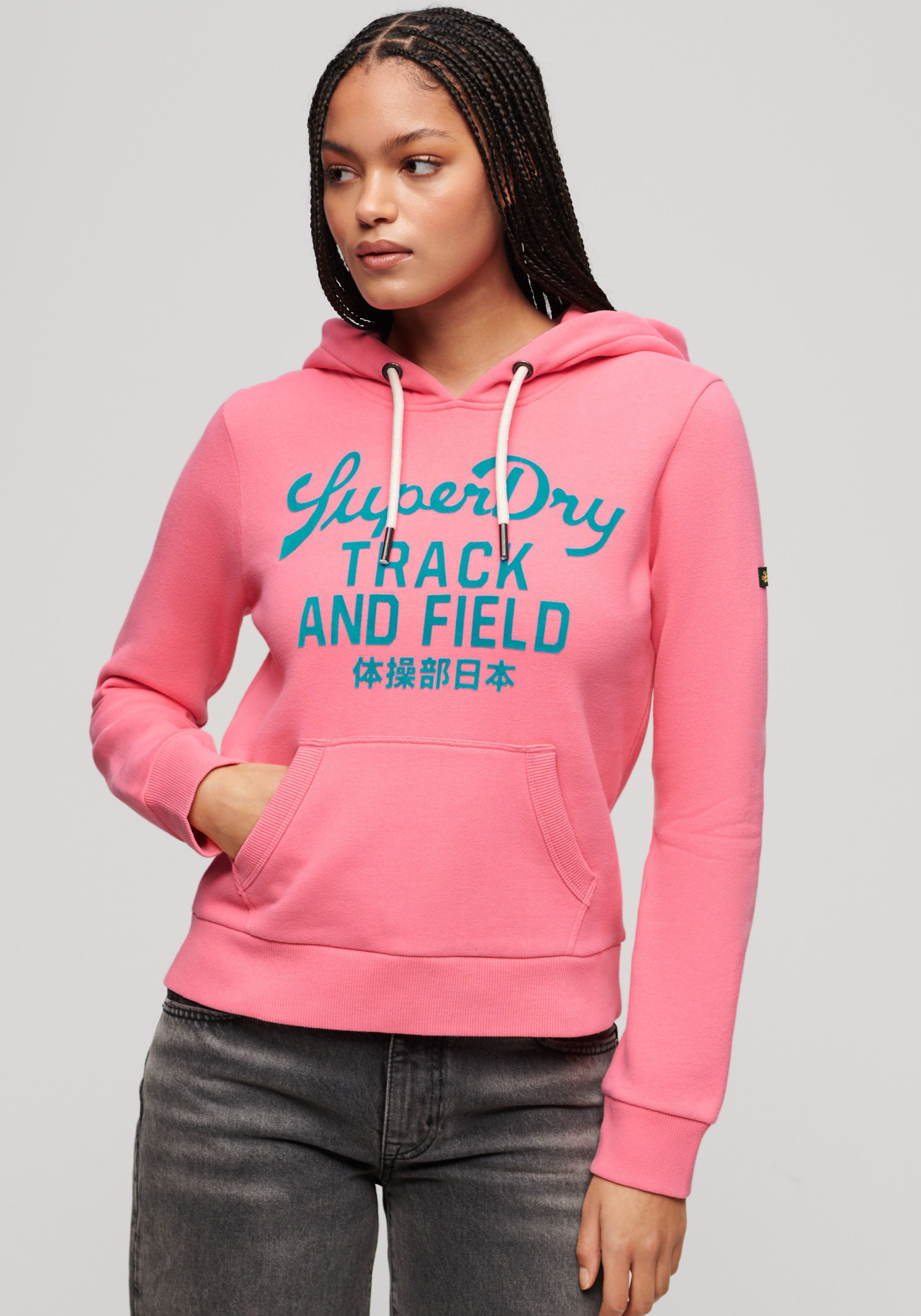 Superdry Kapuzensweatshirt VARSITY FLOCKED GRAPHIC HOODIE